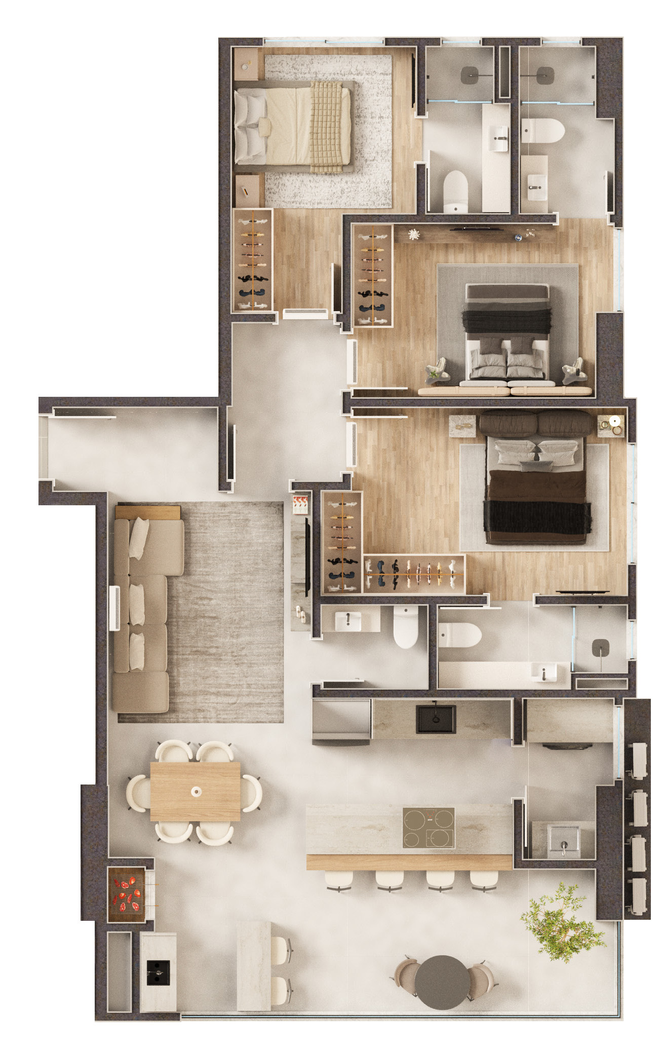 The Plaza Residence — Planta do Tipo 01 (111,03 m², G Construtora, Balneário Perequê, Porto Belo SC The Plaza Residence — Planta do Tipo 01 (111,03 m², G Construtora, Balneário Perequê, Porto Belo SC