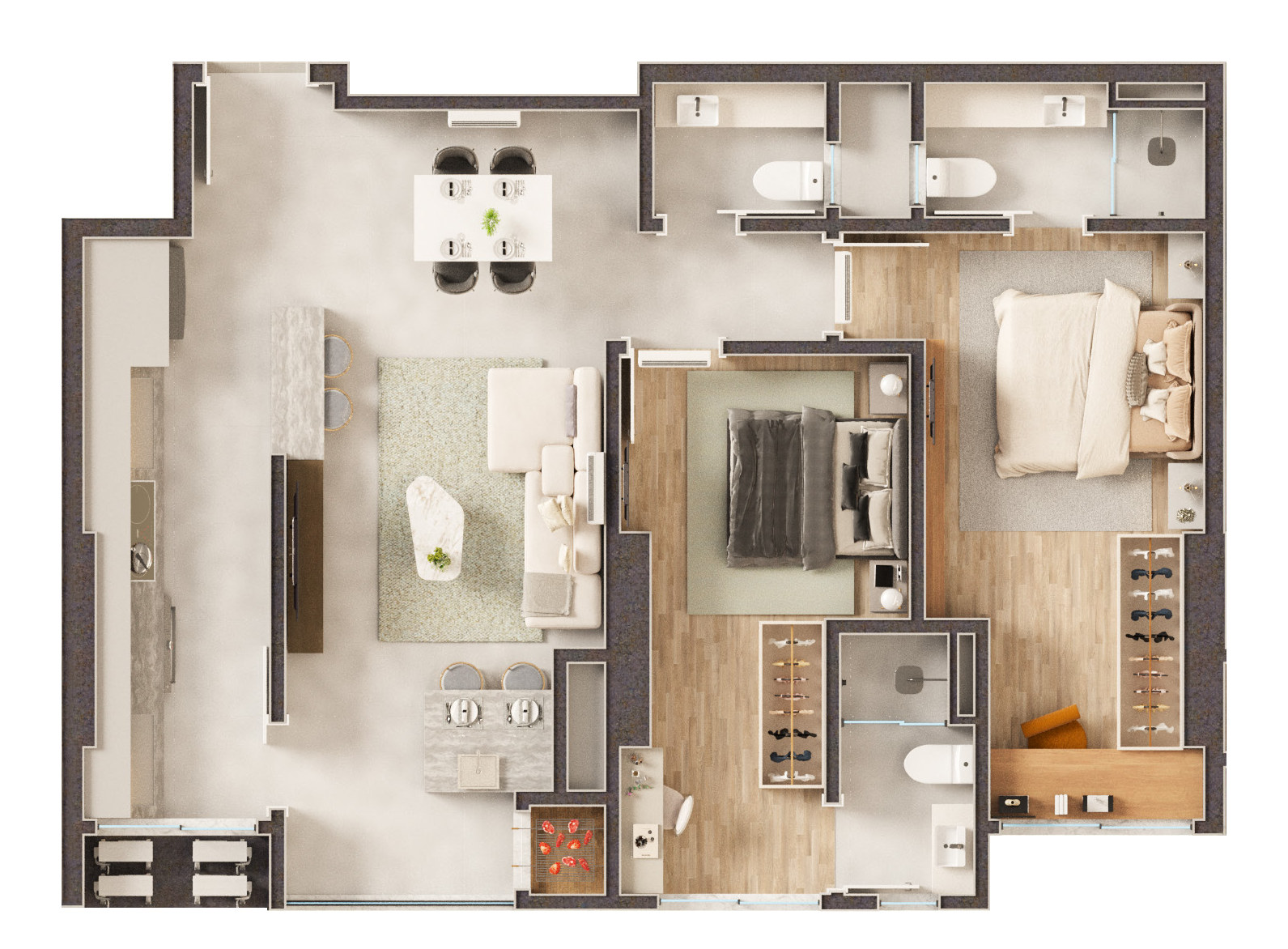 The Plaza Residence — Planta do Tipo 02 (79,70 m², G Construtora, Balneário Perequê, Porto Belo SC The Plaza Residence — Planta do Tipo 02 (79,70 m², G Construtora, Balneário Perequê, Porto Belo SC
