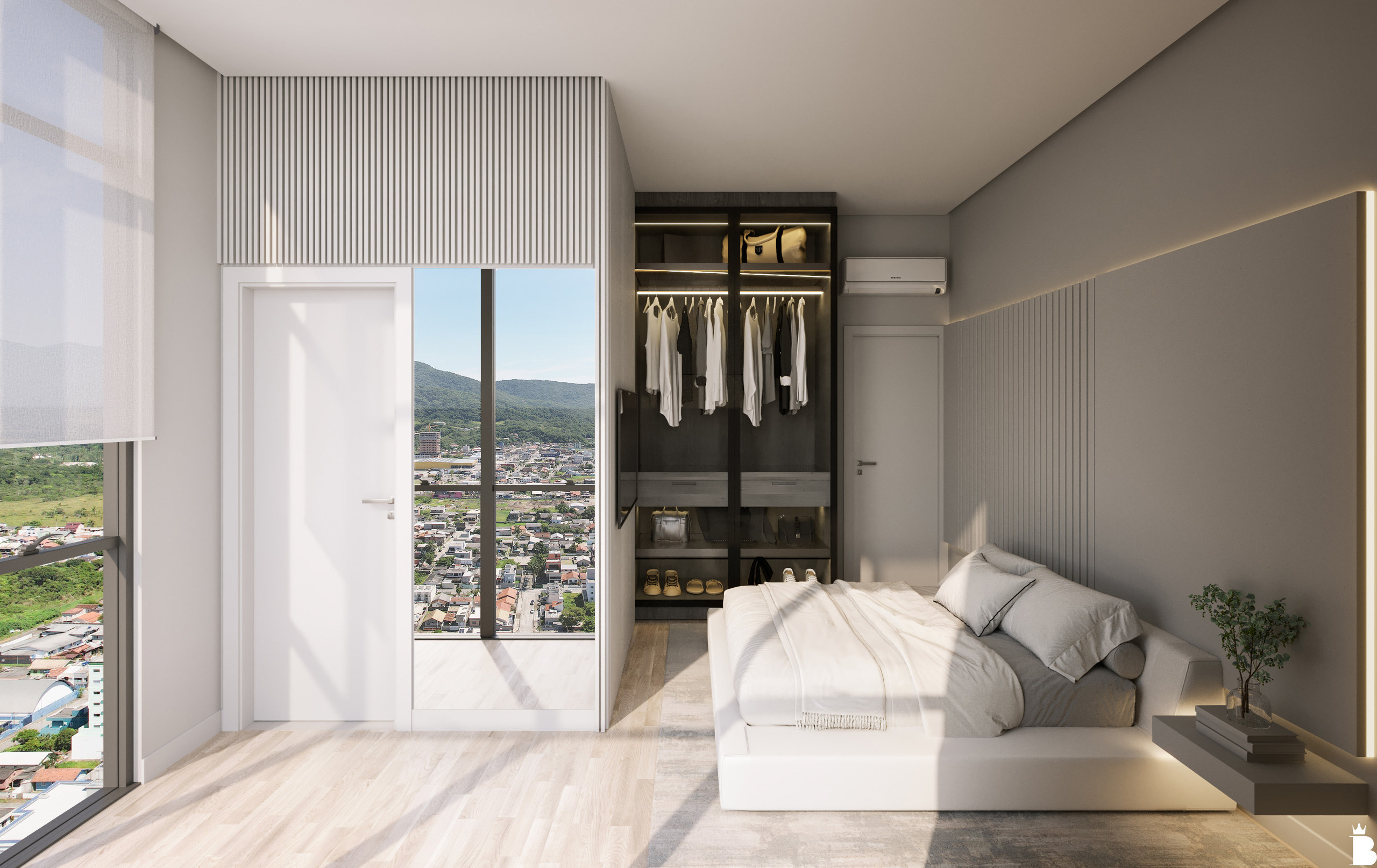 The Plaza Residence — Suíte com closet e vista, G Construtora, Balneário Perequê, Porto Belo SC The Plaza Residence — Suíte com closet e vista, G Construtora, Balneário Perequê, Porto Belo SC