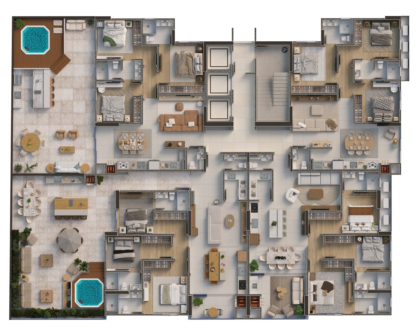Tívoli Residence — planta humanizada apartamentos diferenciados, Capitali Construtora, Balneário Perequê, Porto Belo SC