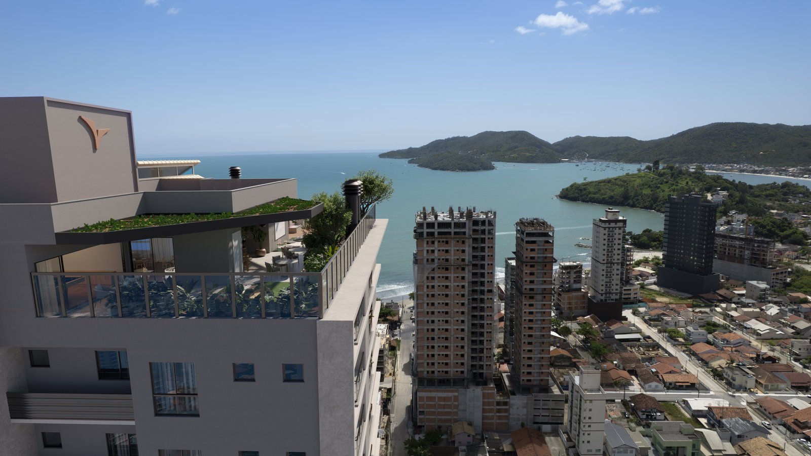 Tívoli Residence — rooftop vista leste, Capitali Construtora, Balneário Perequê, Porto Belo SC