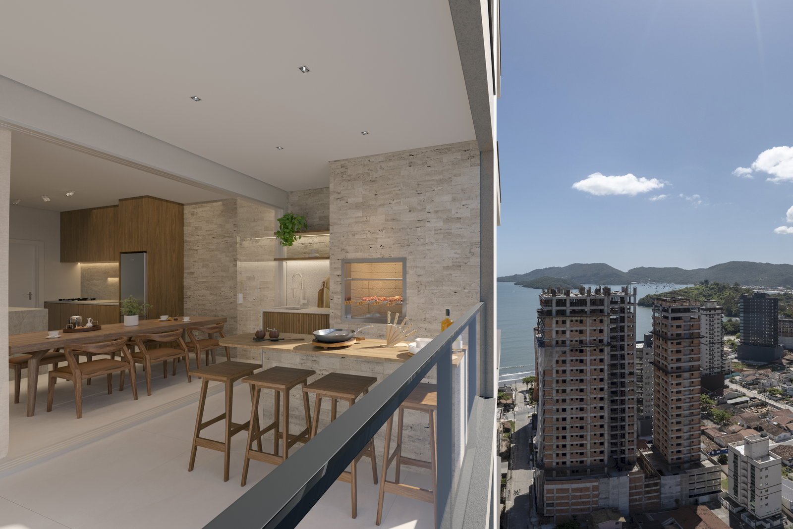 Tívoli Residence — tipo living sacada 2, Capitali Construtora, Balneário Perequê, Porto Belo SC