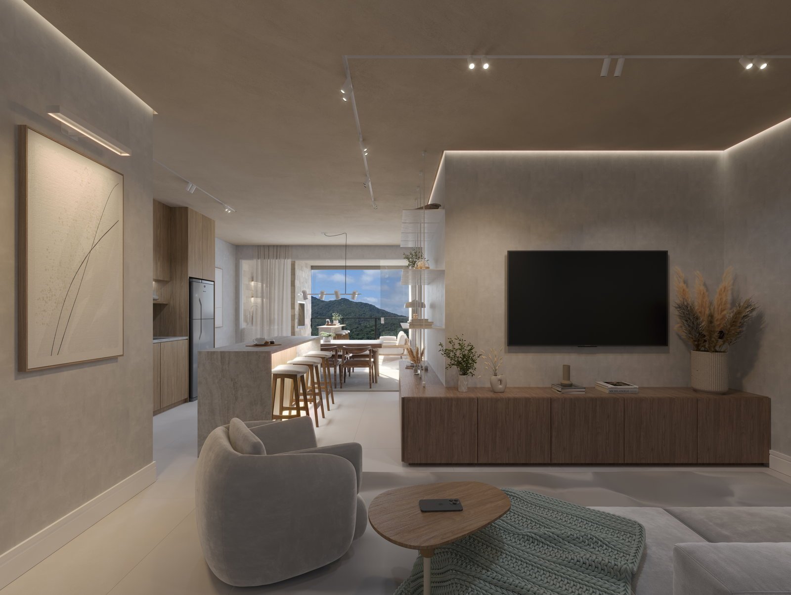 Tívoli Residence — tipo living sacada 3, Capitali Construtora, Balneário Perequê, Porto Belo SC