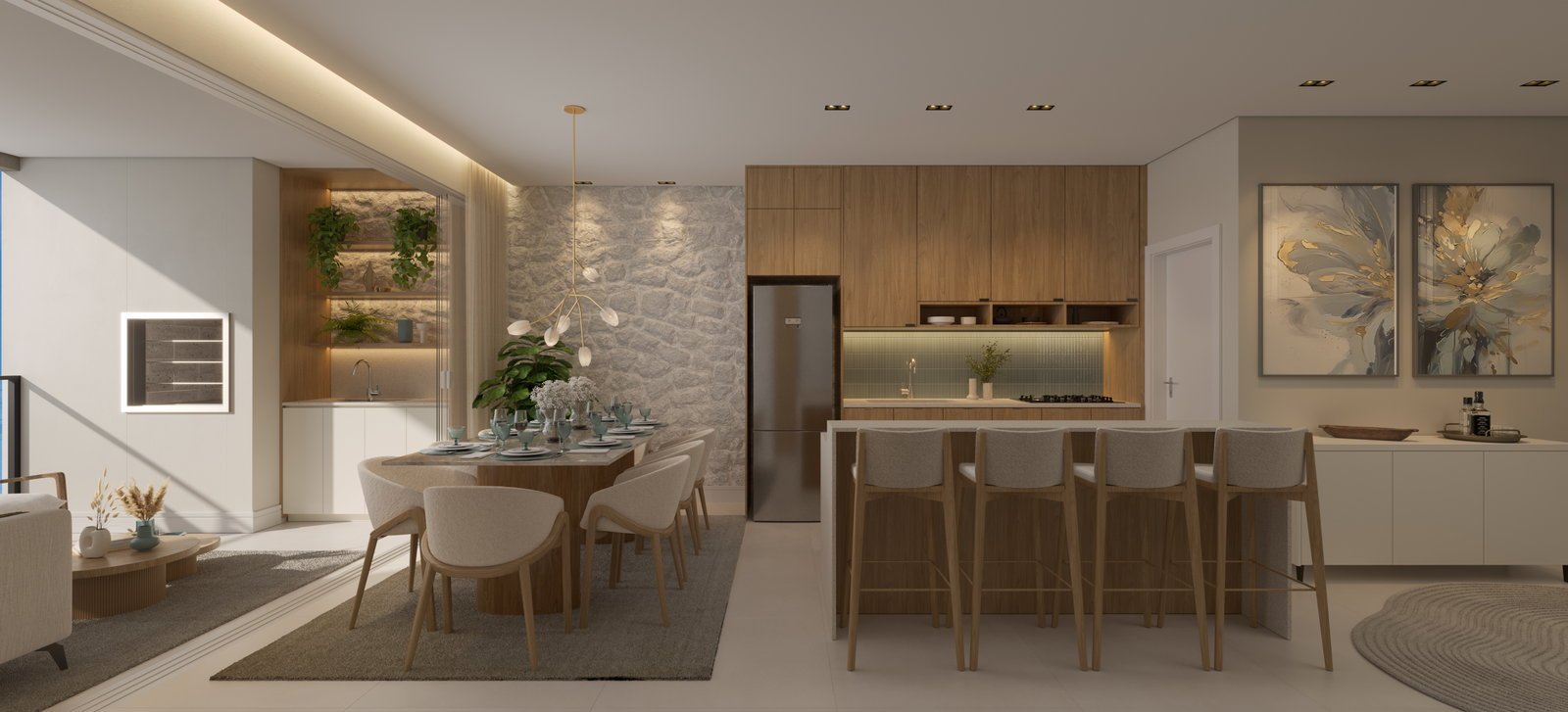 Tívoli Residence — tipo living sacada, Capitali Construtora, Balneário Perequê, Porto Belo SC