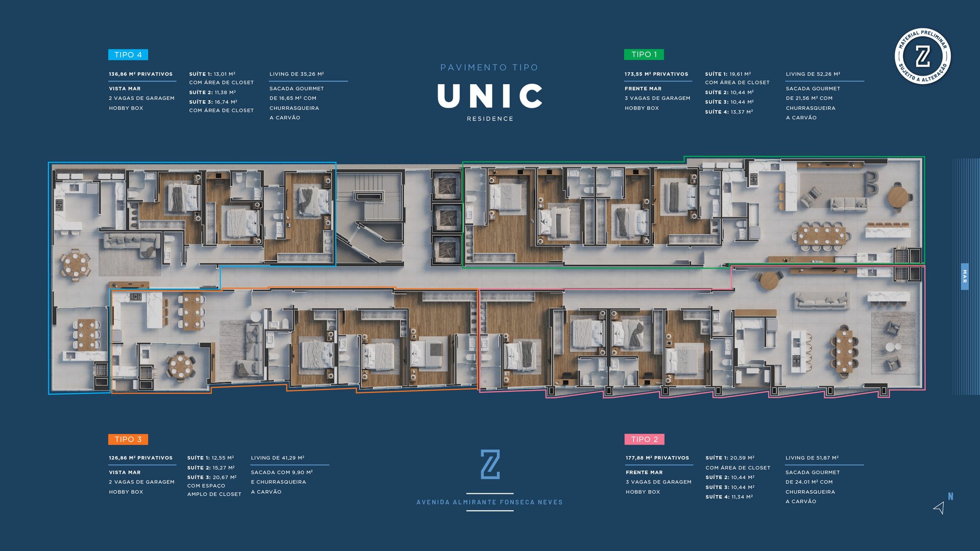 Unic — planta e tipologias 2, Zimmermann Construtora, Balneário Perequê, Porto Belo SC Unic — planta e tipologias 2, Zimmermann Construtora, Balneário Perequê, Porto Belo SC