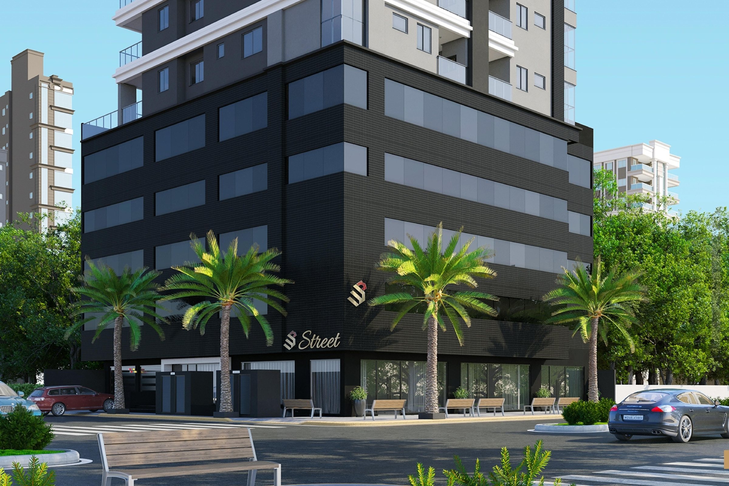 UP Street — Fachada e portaria com paisagismo, UP Empreendimentos, Porto Belo SC