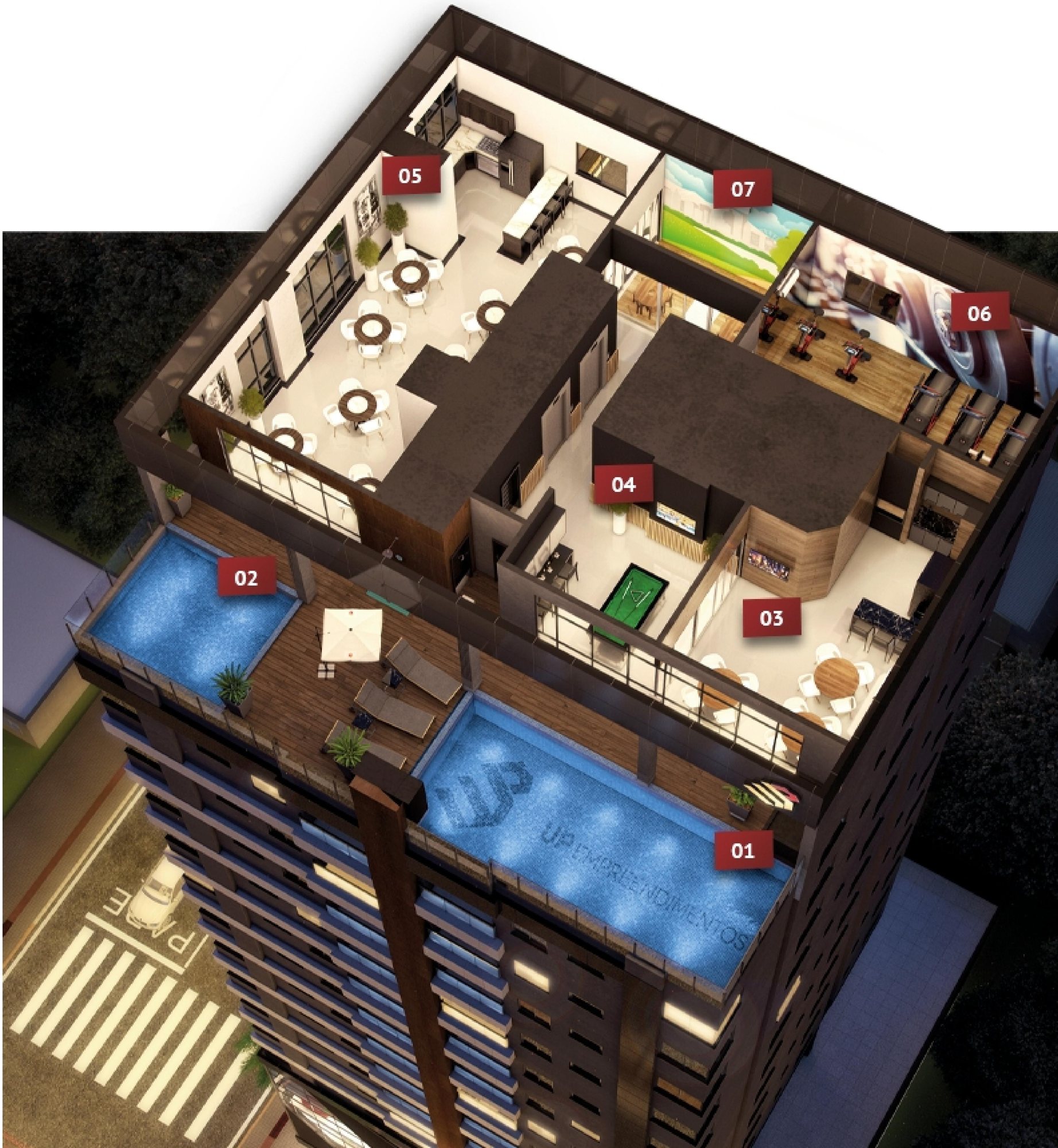UP Street — Lazer na cobertura: piscinas adulto e infantil, UP Empreendimentos, Porto Belo SC
