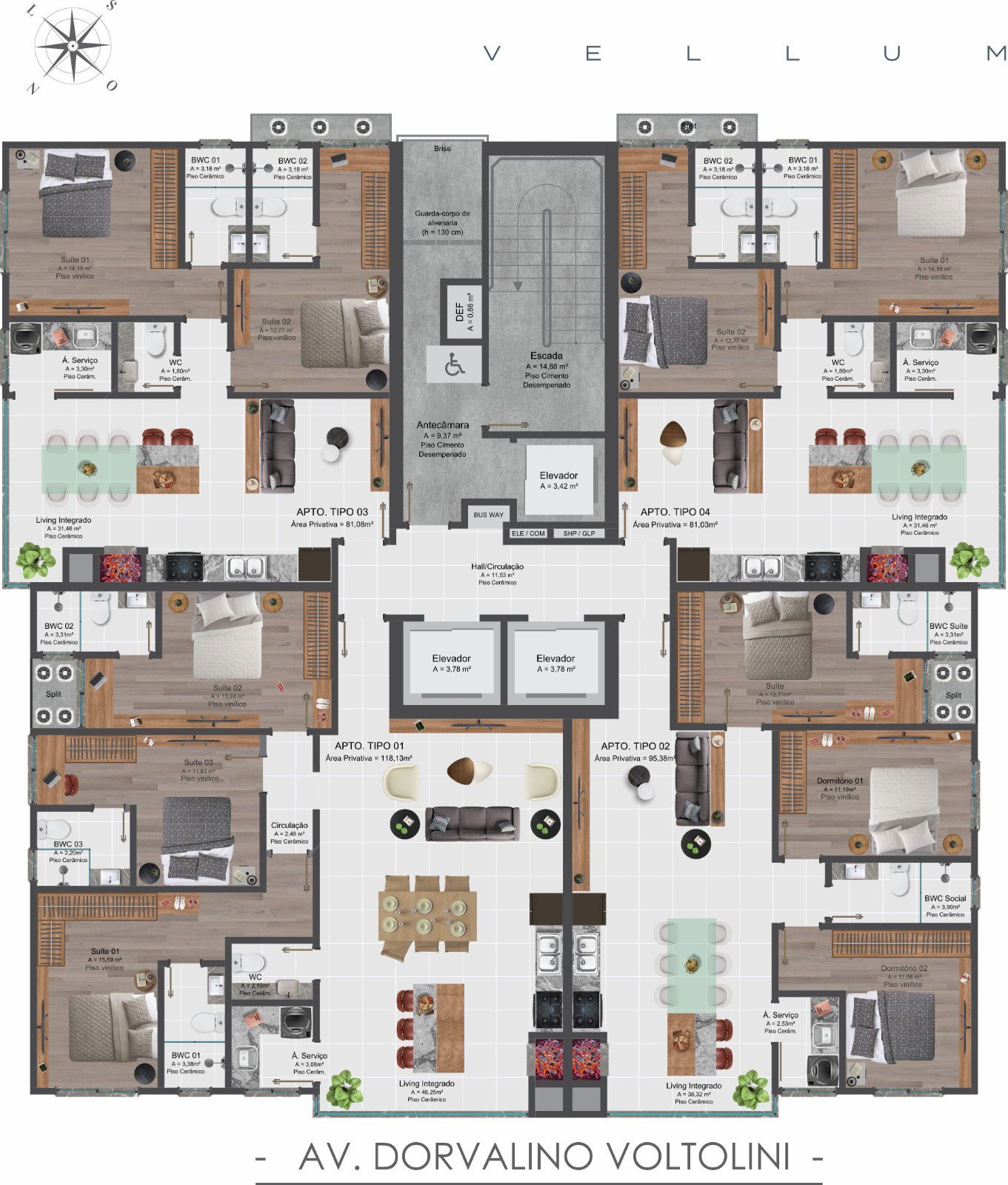 Vellum — planta e tipologias 4, Le Prime Empreendimentos, Balneário Perequê, Porto Belo SC Vellum — planta e tipologias 4, Le Prime Empreendimentos, Balneário Perequê, Porto Belo SC