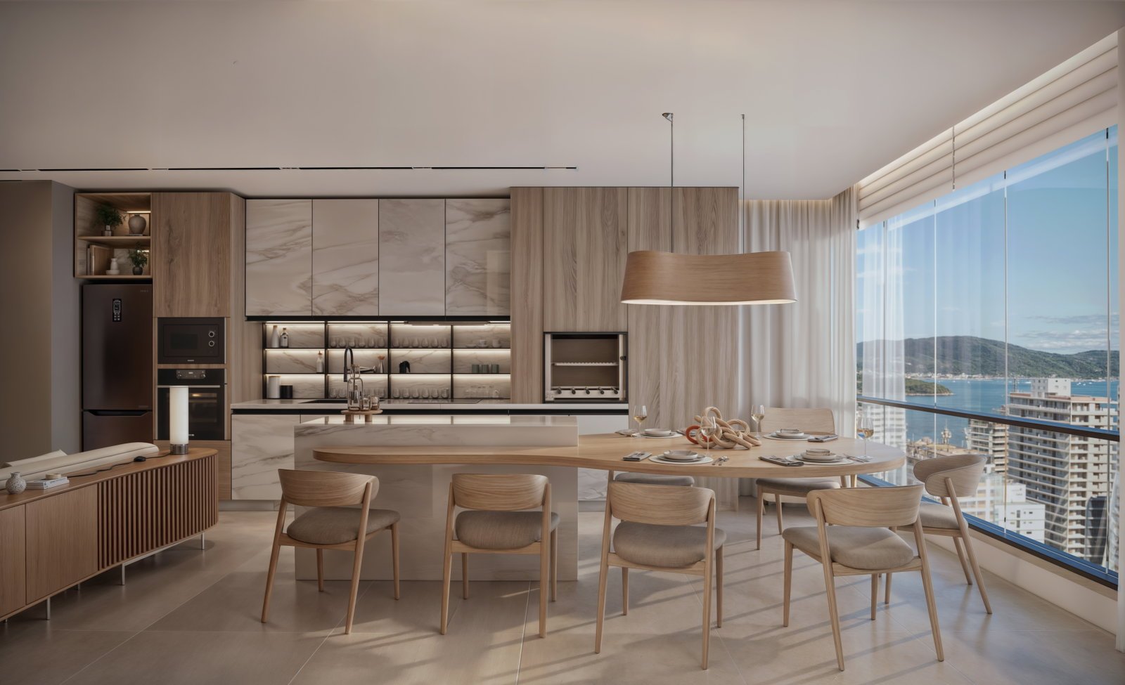 Vellum — render leprime velum apto sala e cozinha, Le Prime Empreendimentos, Balneário Perequê, Porto Belo SC Vellum — render leprime velum apto sala e cozinha, Le Prime Empreendimentos, Balneário Perequê, Porto Belo SC