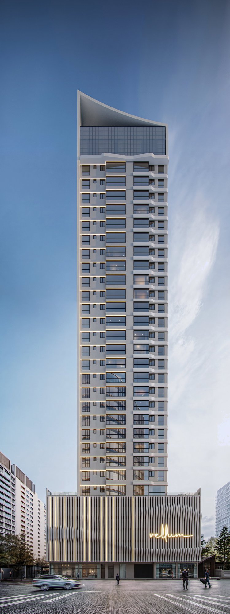 Vellum — render leprime velum externa diurna, Le Prime Empreendimentos, Balneário Perequê, Porto Belo SC Vellum — render leprime velum externa diurna, Le Prime Empreendimentos, Balneário Perequê, Porto Belo SC