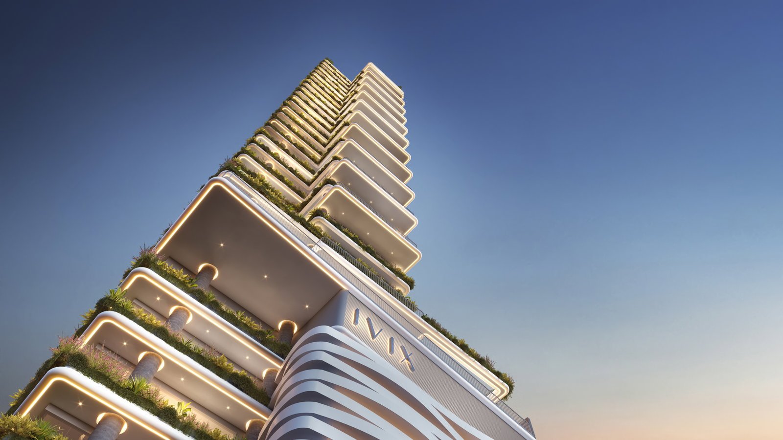 Velta — fachada baixo para cima, IVIX Empreendimentos, Balneário Perequê, Porto Belo SC Velta — fachada baixo para cima, IVIX Empreendimentos, Balneário Perequê, Porto Belo SC
