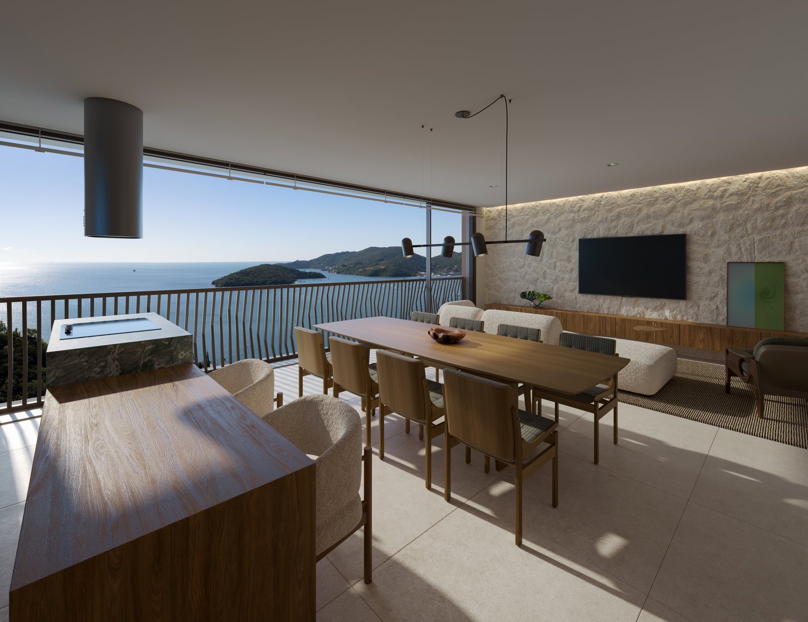 Vieiras — living com vista mar, Ars Kammer, Vila Nova, Porto Belo SC