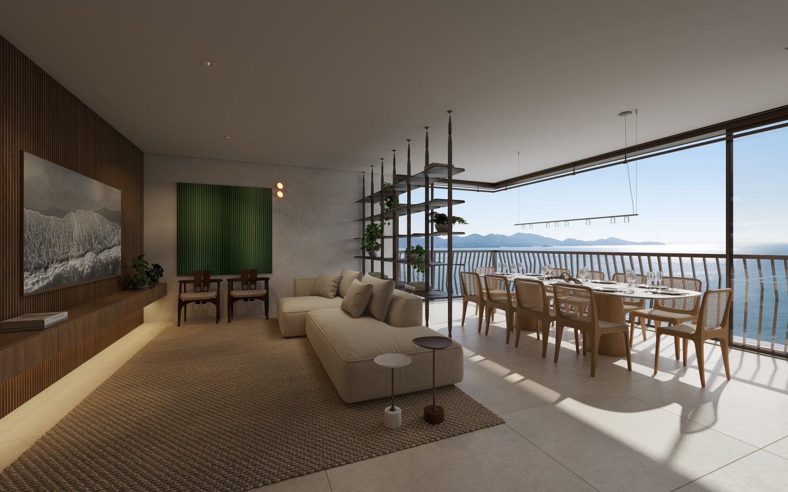 Vieiras — living do apartamento tipo 03, Ars Kammer, Vila Nova, Porto Belo SC