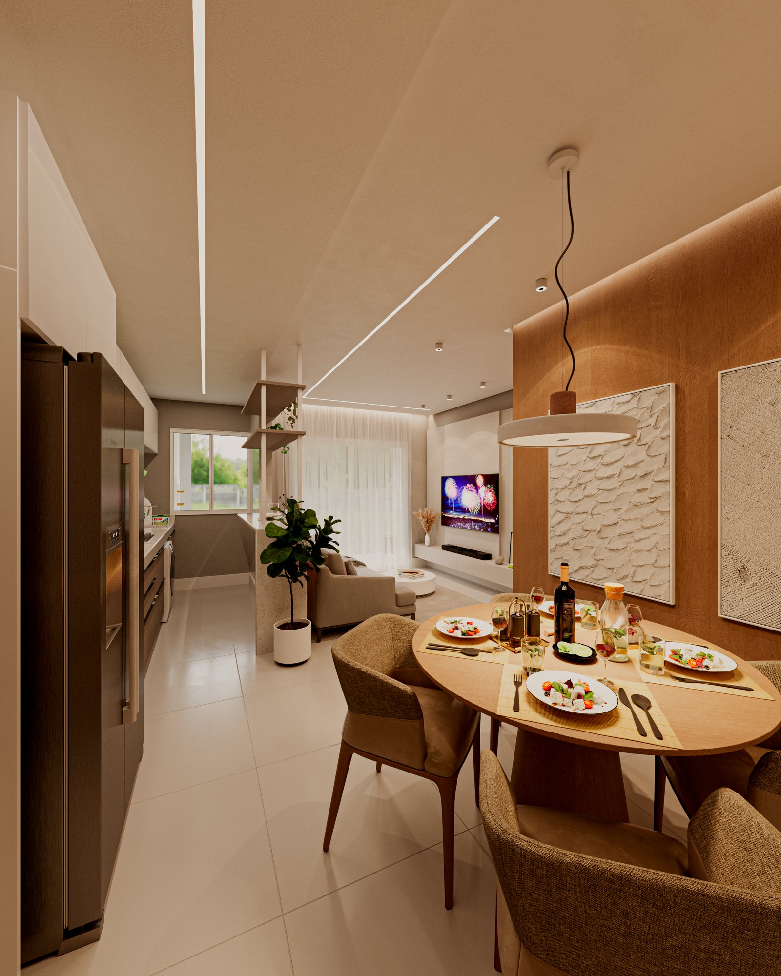 Villa Helena Residence — Apartamento living jantar, Staff, Balneário Perequê, Porto Belo SC