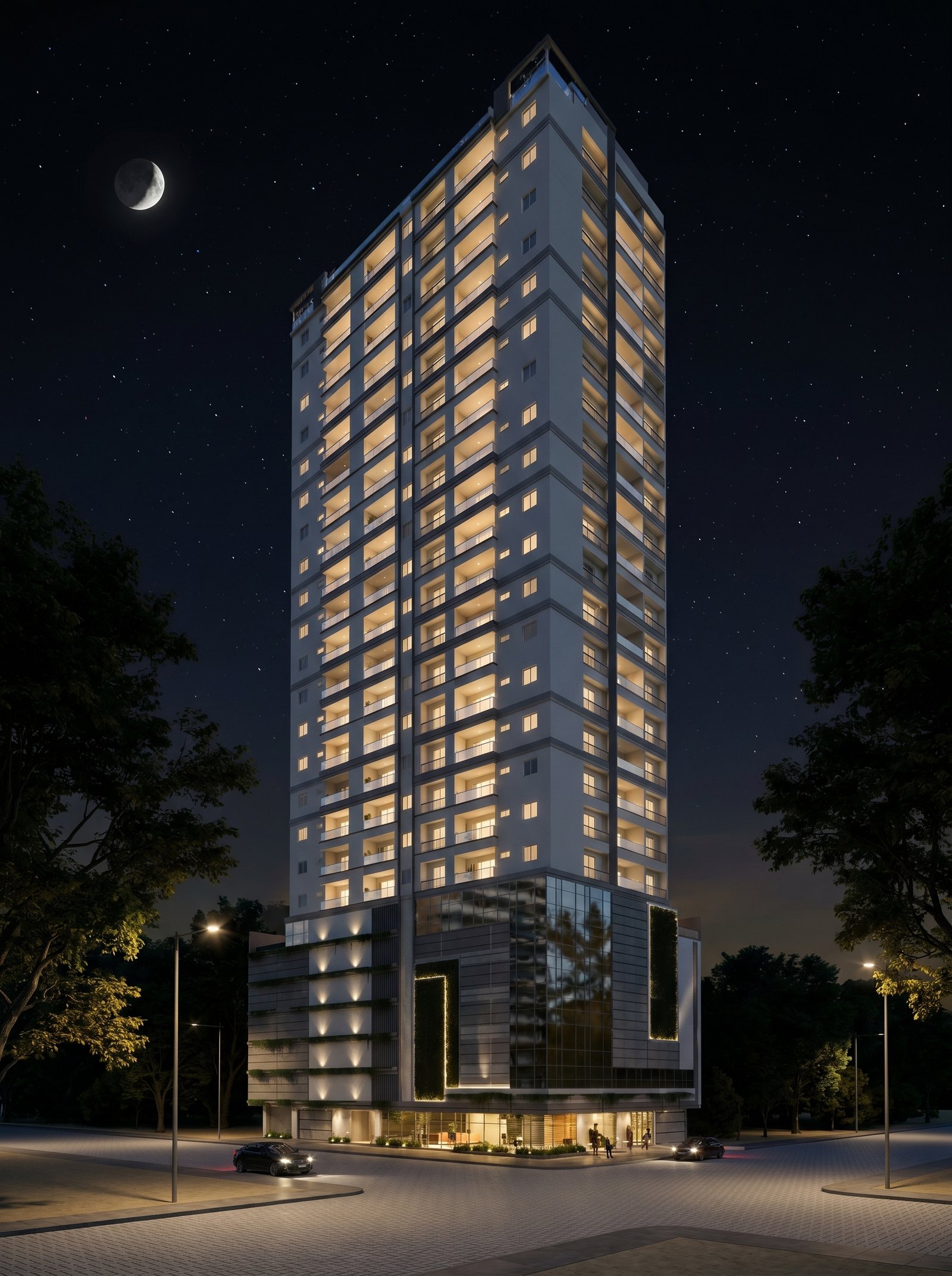 Villa Helena Residence — Fachada noturna perspectiva, Staff, Balneário Perequê, Porto Belo SC