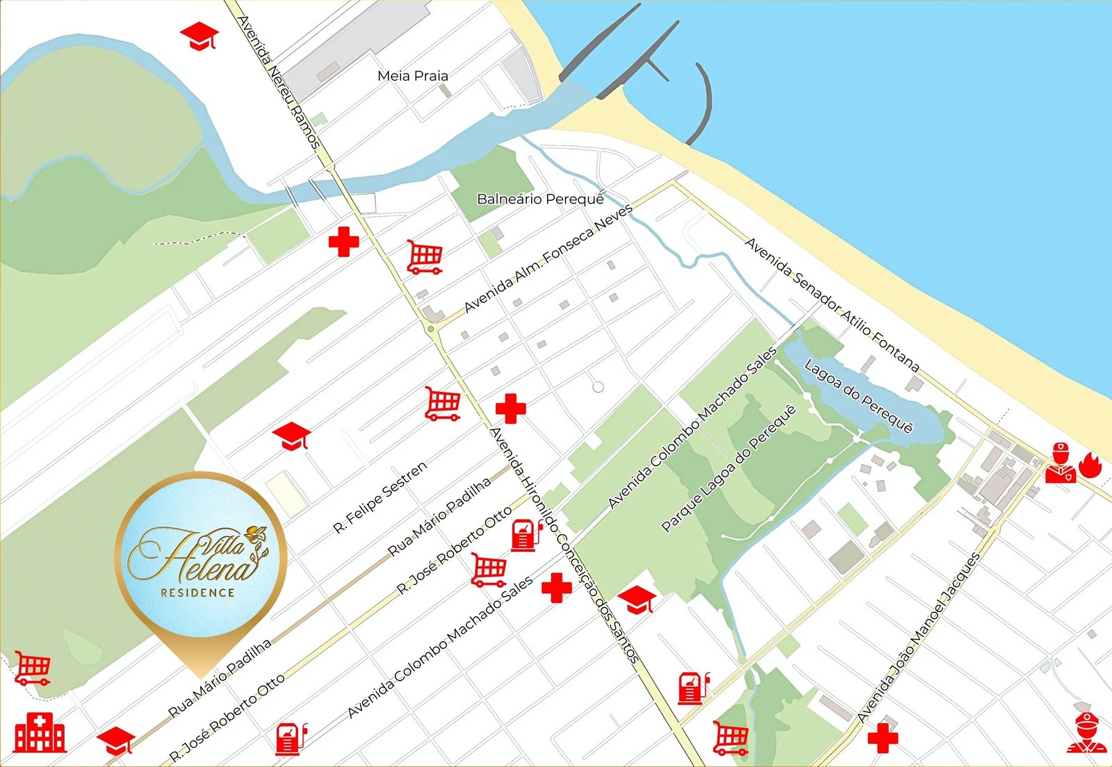 Villa Helena Residence — Mapa localizacao, Staff, Balneário Perequê, Porto Belo SC