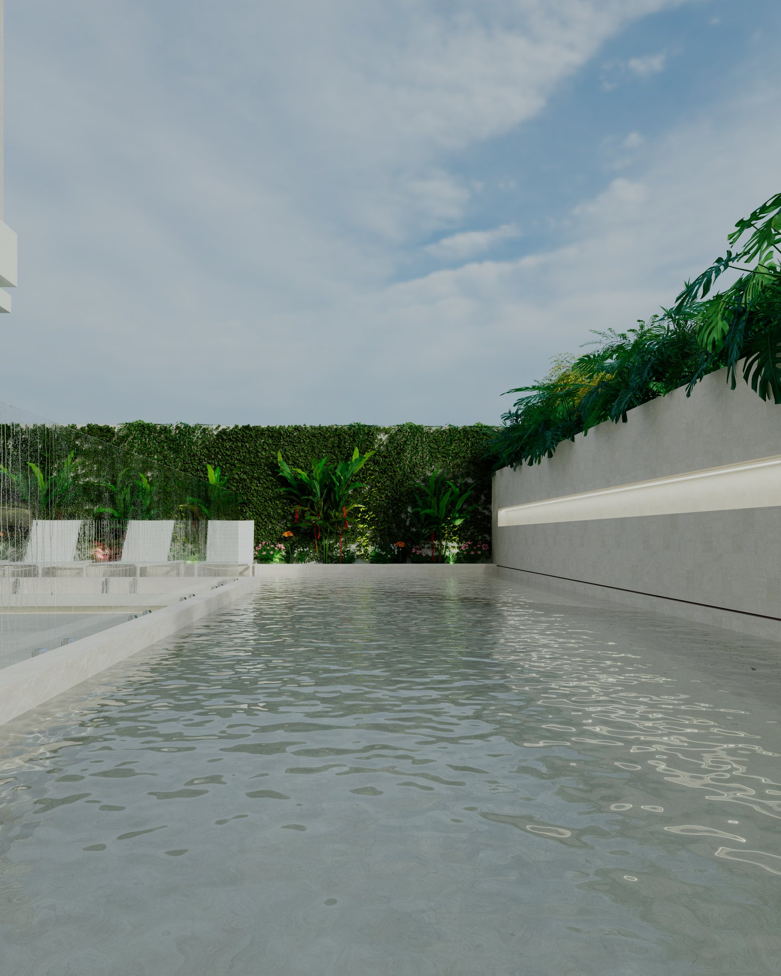 Villa Helena Residence — Piscina adulto render, Staff, Balneário Perequê, Porto Belo SC