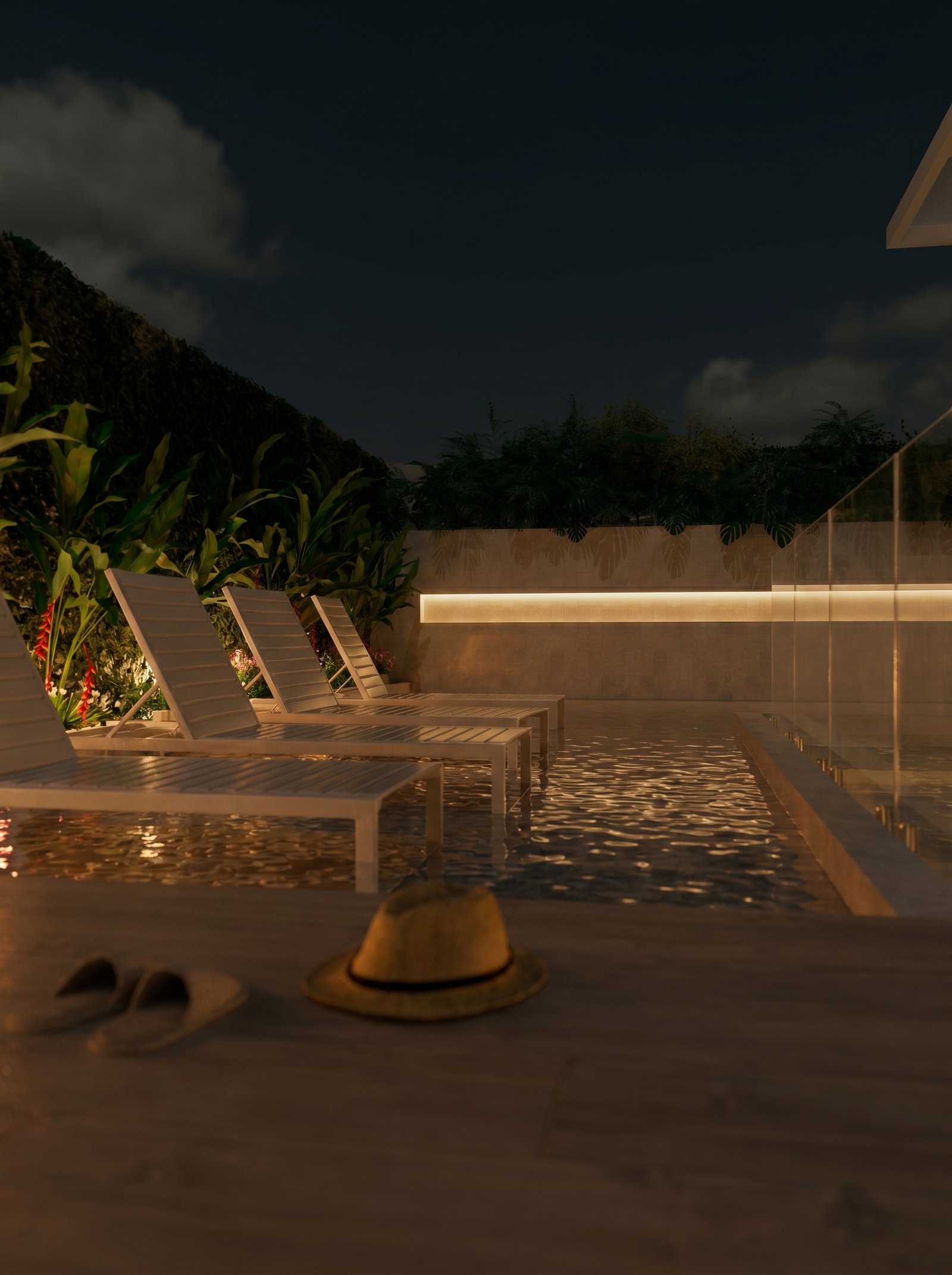 Villa Helena Residence — Piscina borda noturna, Staff, Balneário Perequê, Porto Belo SC