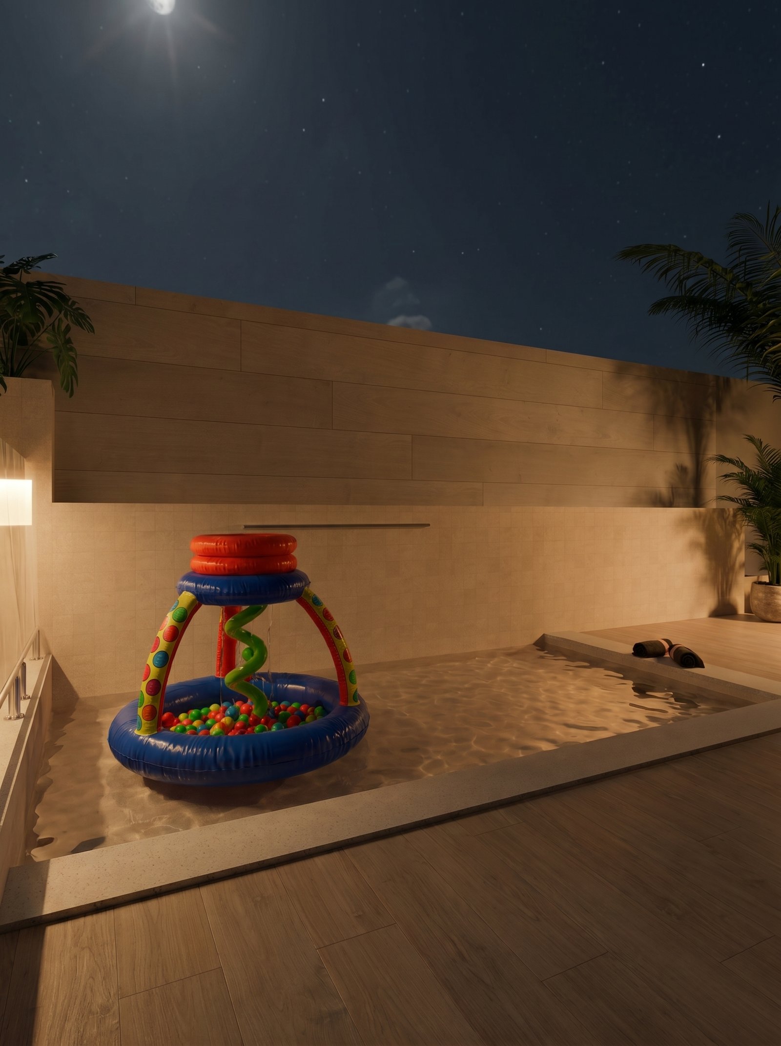 Villa Helena Residence — Piscina infantil noturna, Staff, Balneário Perequê, Porto Belo SC