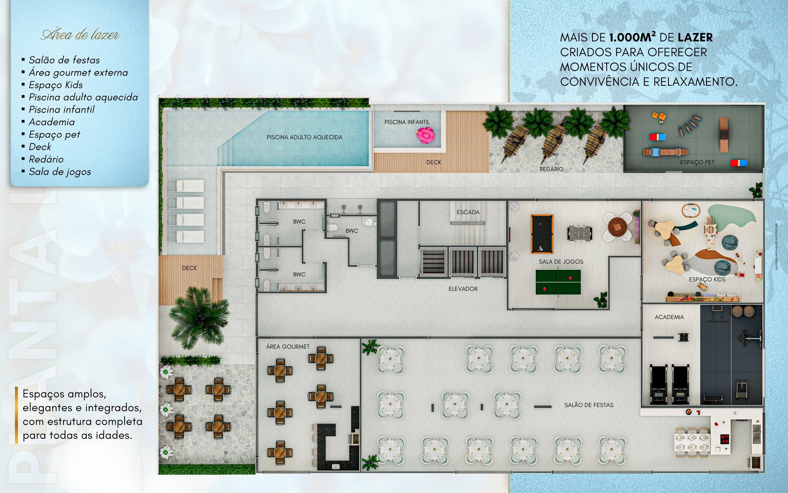 Villa Helena Residence — Planta lazer, Staff, Balneário Perequê, Porto Belo SC