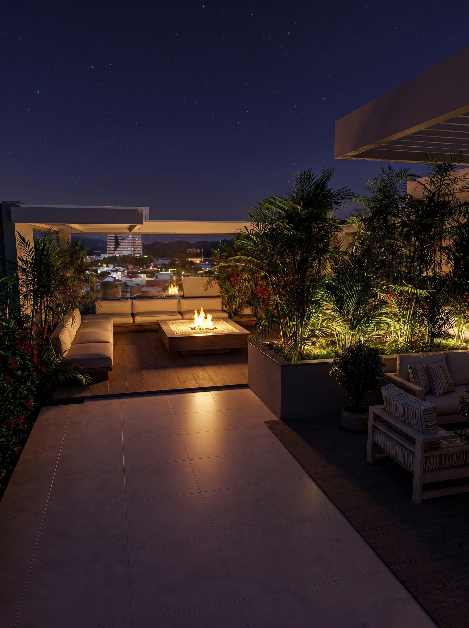 Villa Helena Residence — Rooftop lounge noturno, Staff, Balneário Perequê, Porto Belo SC