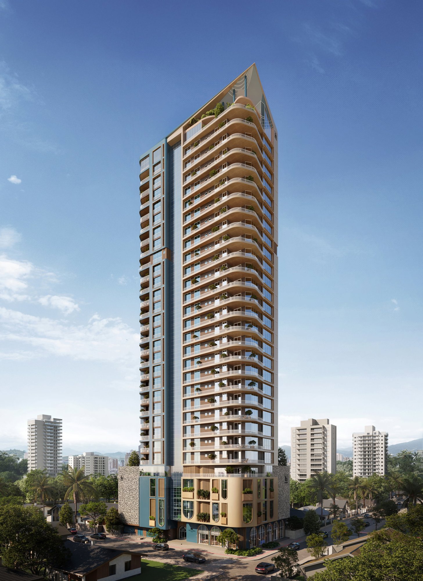 Villa Lobos Residencial — fachada lateral, Brasin Empreendimentos, Balneário Perequê, Porto Belo SC