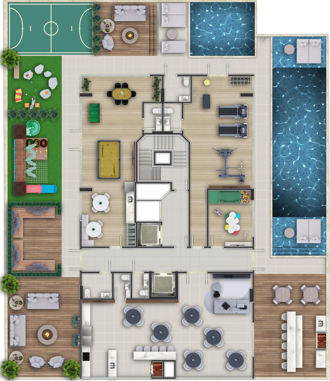 Villa Montemerano — Planta do pavimento de lazer, Justus, Balneário Perequê, Porto Belo SC Villa Montemerano — Planta do pavimento de lazer, Justus, Balneário Perequê, Porto Belo SC