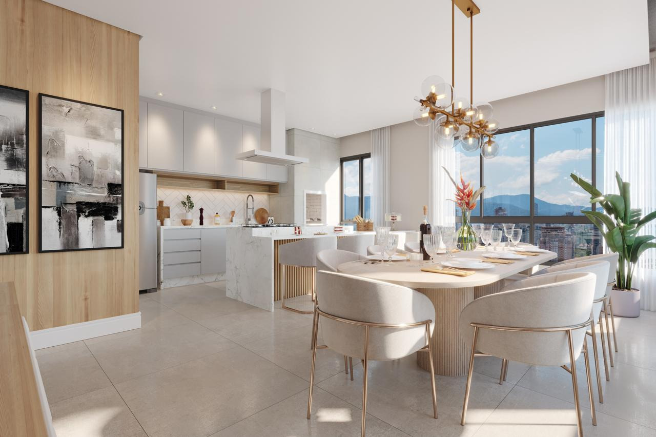 Villa Montemerano — Sala de jantar e cozinha integrada, Justus, Balneário Perequê, Porto Belo SC Villa Montemerano — Sala de jantar e cozinha integrada, Justus, Balneário Perequê, Porto Belo SC