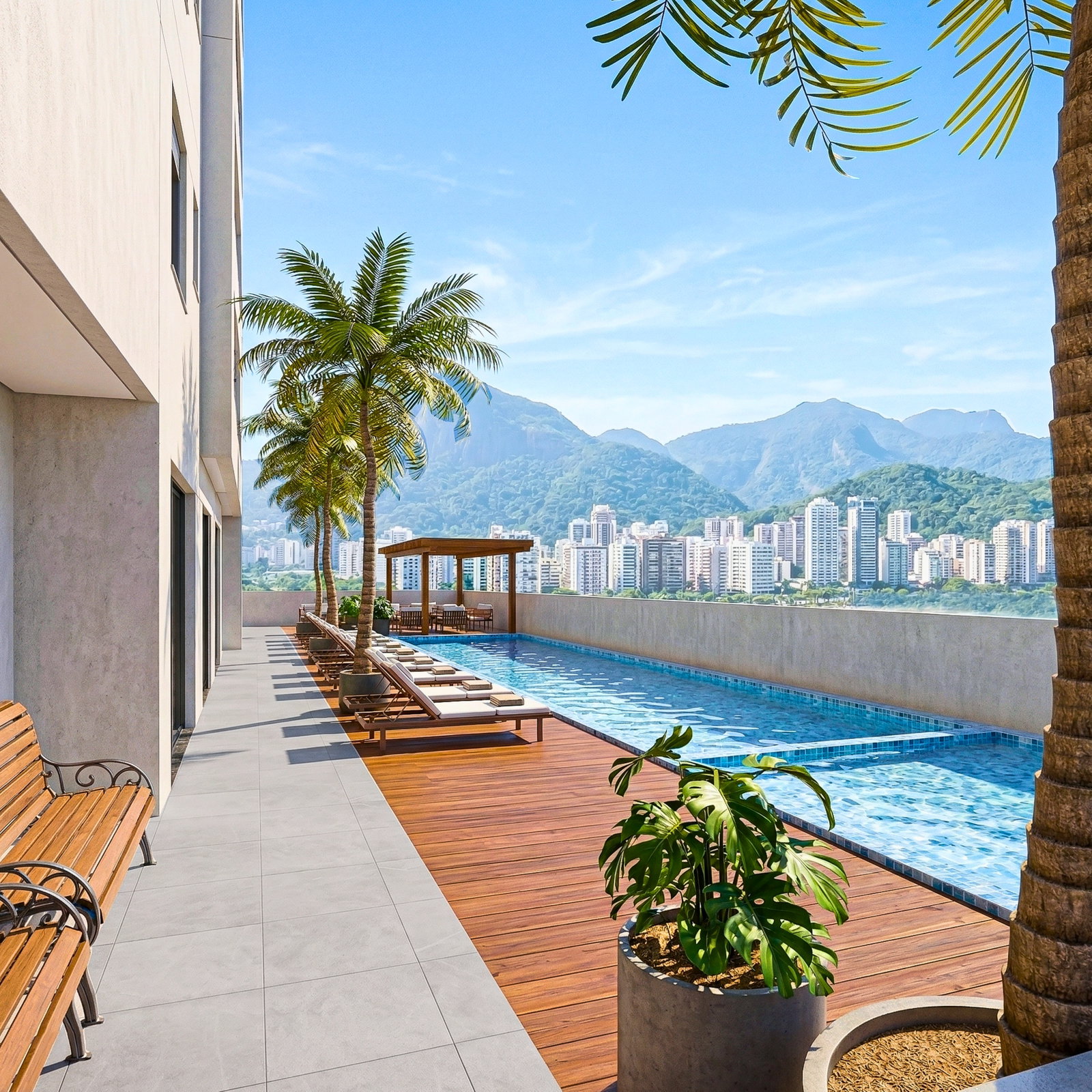 Villaggio Tower — piscina vista cidade em Porto Belo SC