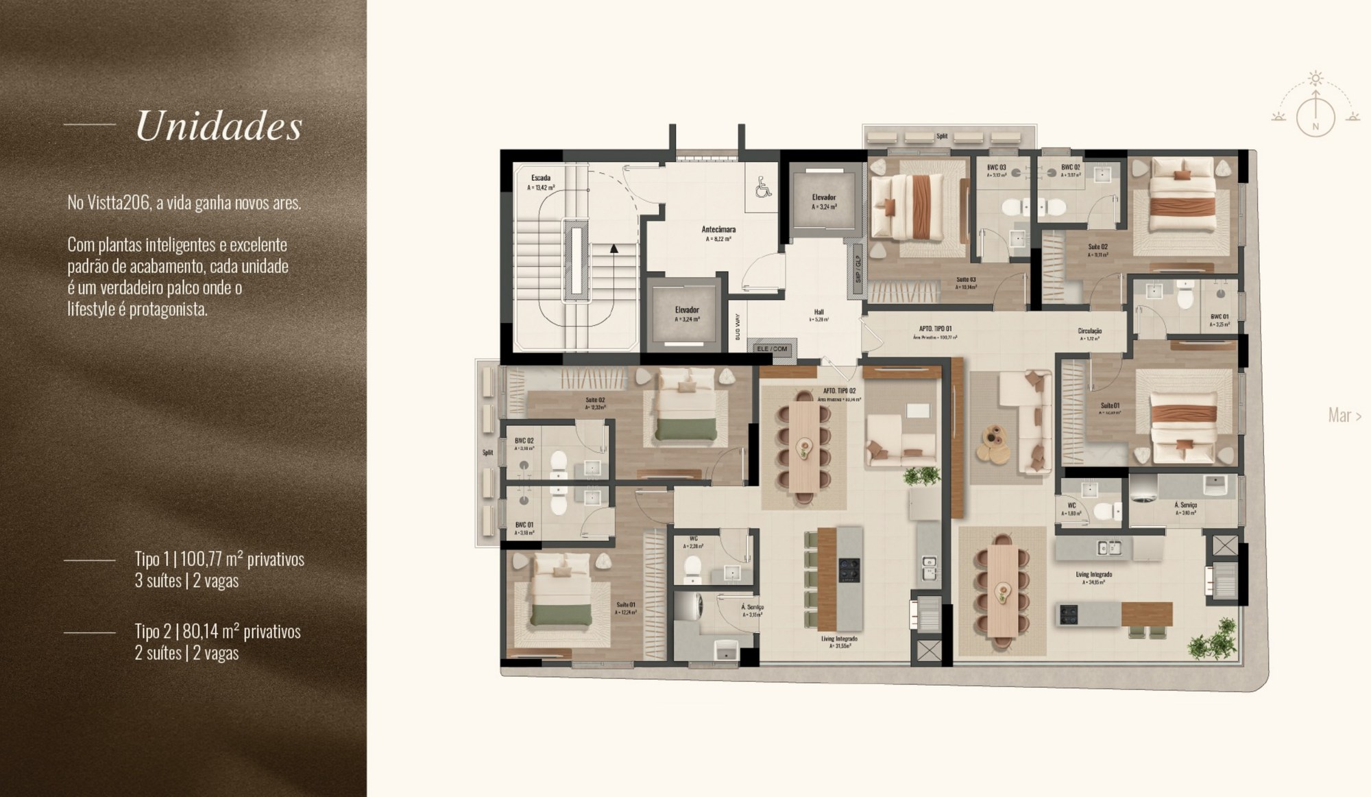 Vistta 206 — planta e tipologias 1, Holze, Balneário Perequê, Porto Belo SC Vistta 206 — planta e tipologias 1, Holze, Balneário Perequê, Porto Belo SC