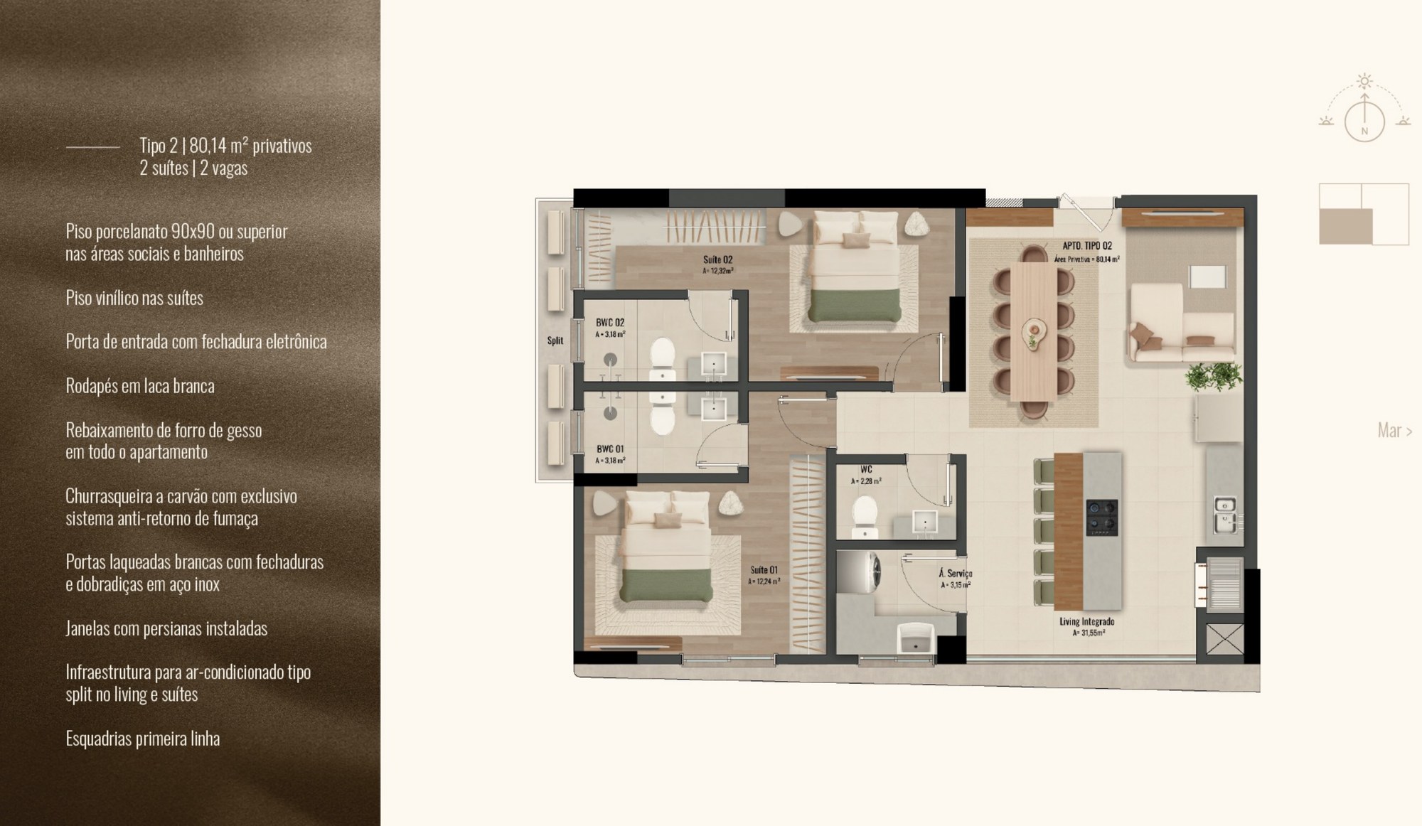 Vistta 206 — planta e tipologias 3, Holze, Balneário Perequê, Porto Belo SC Vistta 206 — planta e tipologias 3, Holze, Balneário Perequê, Porto Belo SC