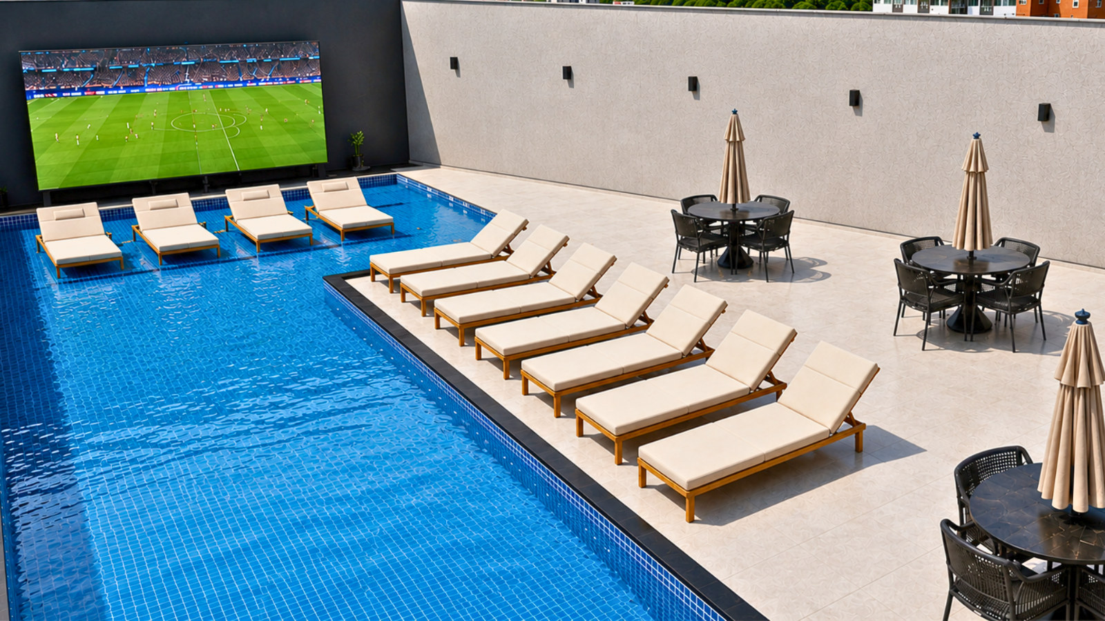 Volt Tower — piscina externa de dia, Mauser Construtora, Balneário Perequê, Porto Belo SC