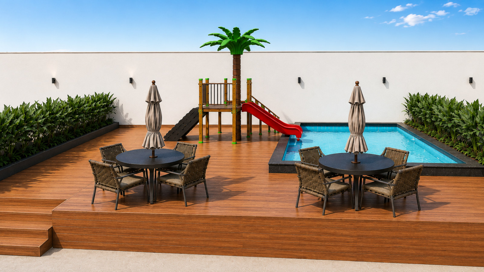 Volt Tower — piscina infantil de dia, Mauser Construtora, Balneário Perequê, Porto Belo SC