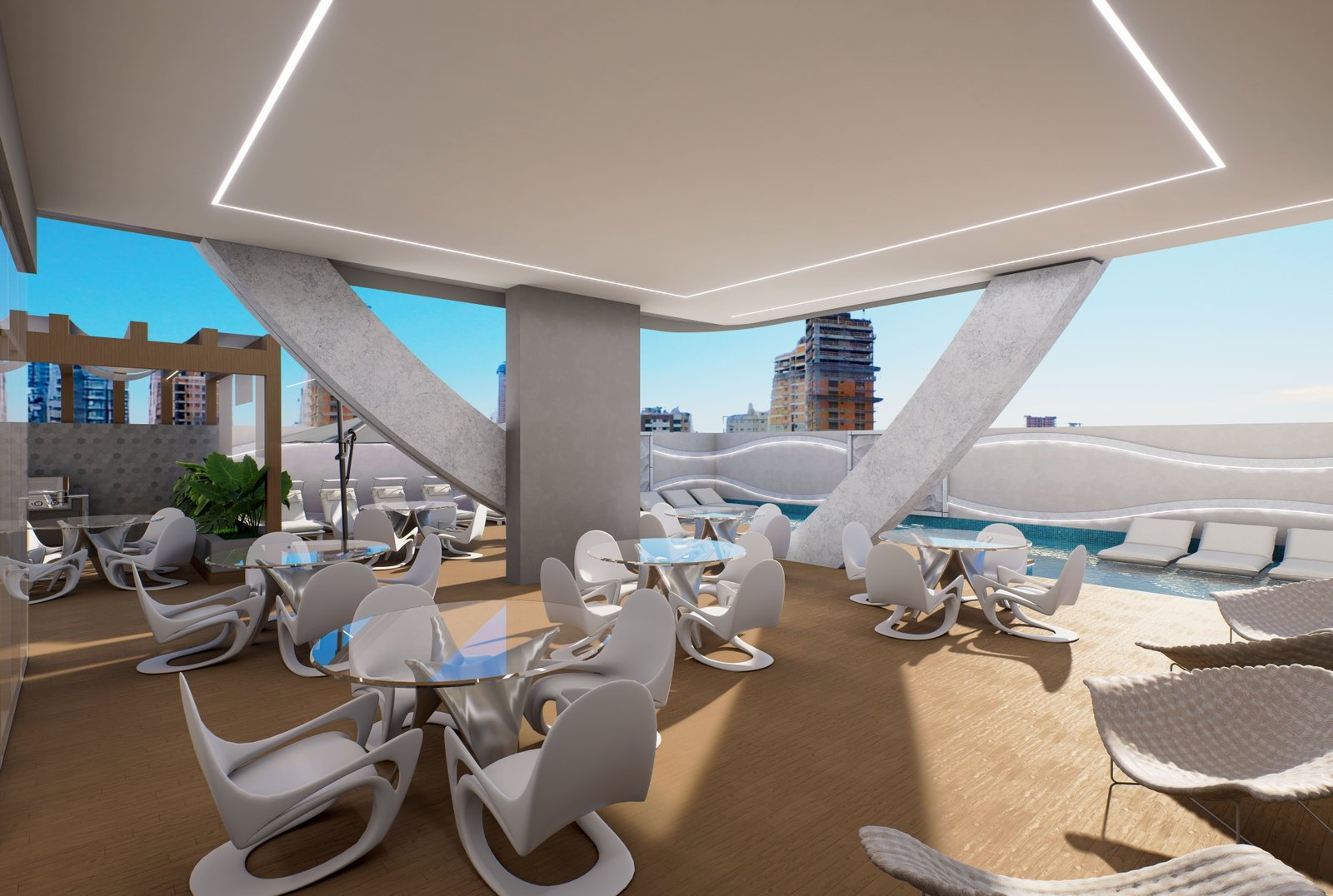 White Tower — living externo, LG Empreendimentos, Balneário Perequê, Porto Belo SC White Tower — living externo, LG Empreendimentos, Balneário Perequê, Porto Belo SC