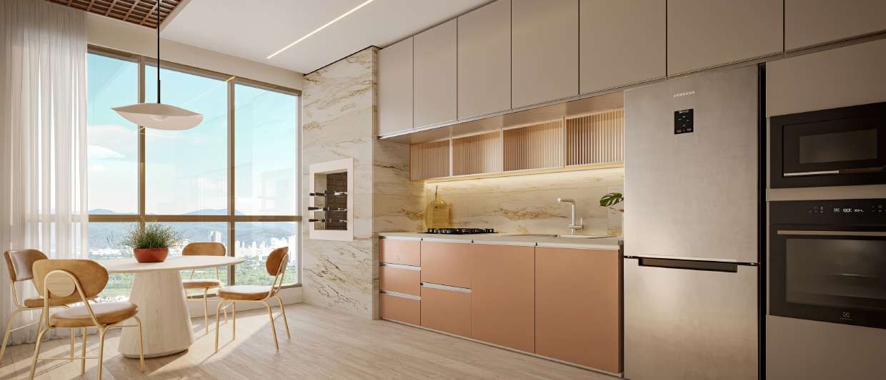 Zenith Tower — cozinha do apartamento com vista