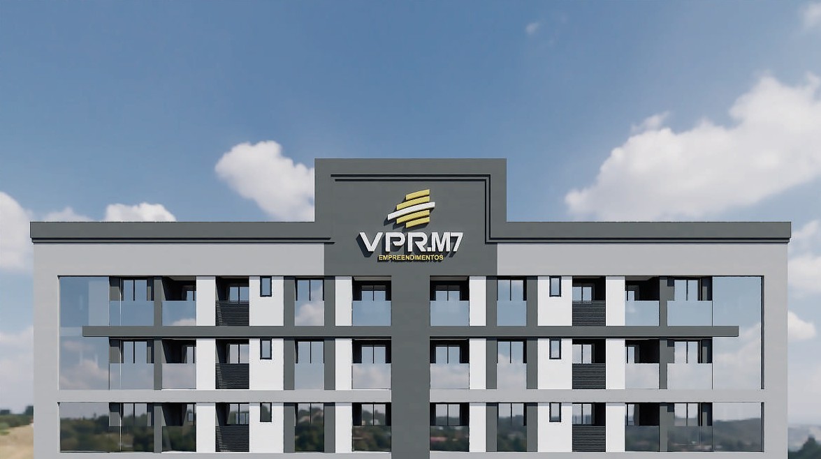 Amós Residence — coroamento da torre com a marca VPR.M7, Jardim Dourado, Porto Belo SC