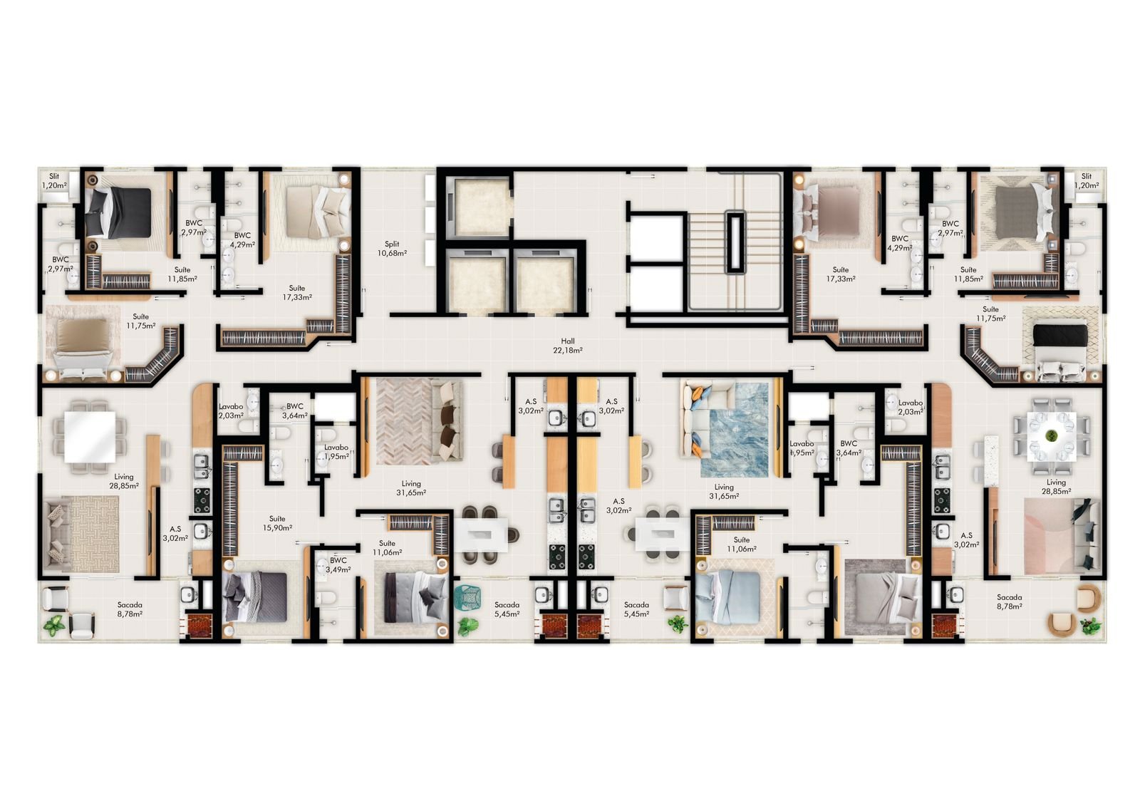 Aquarius Residence — planta e tipologias 1, WF Construtora e Incorporadora, Balneário Perequê, Porto Belo SC Aquarius Residence — planta e tipologias 1, WF Construtora e Incorporadora, Balneário Perequê, Porto Belo SC