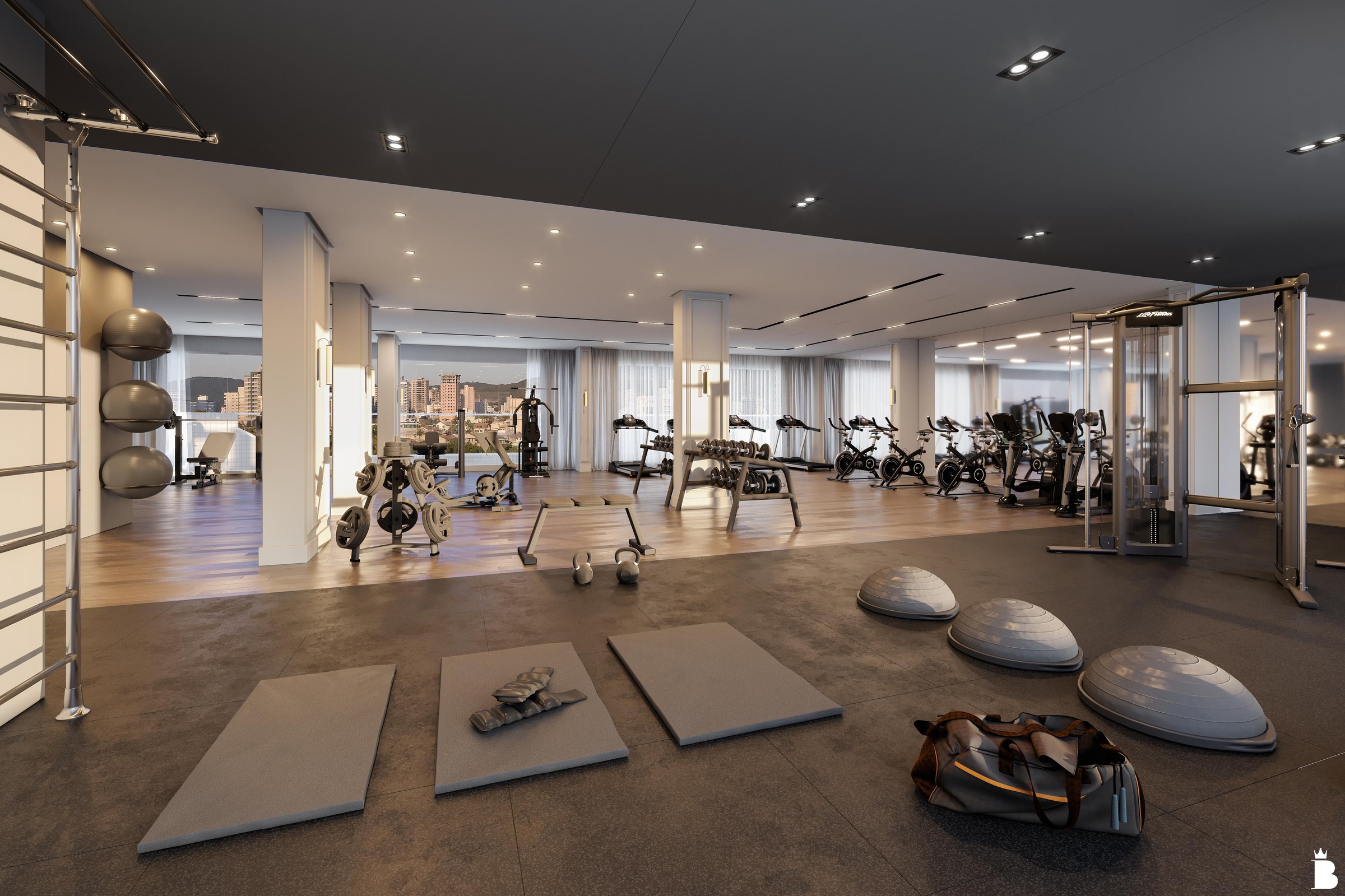 Artis Home Club — Academia do Artis Home Club com aparelhos de musculação e cardio, Pasqualotto Construtora, Porto Belo SC