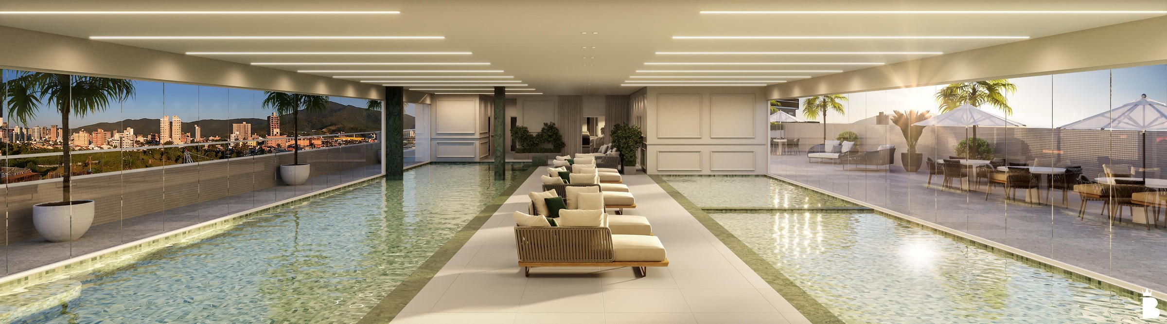 Artis Home Club — Piscina aquecida infantil coberta do Artis Home Club, Pasqualotto Construtora, Porto Belo SC