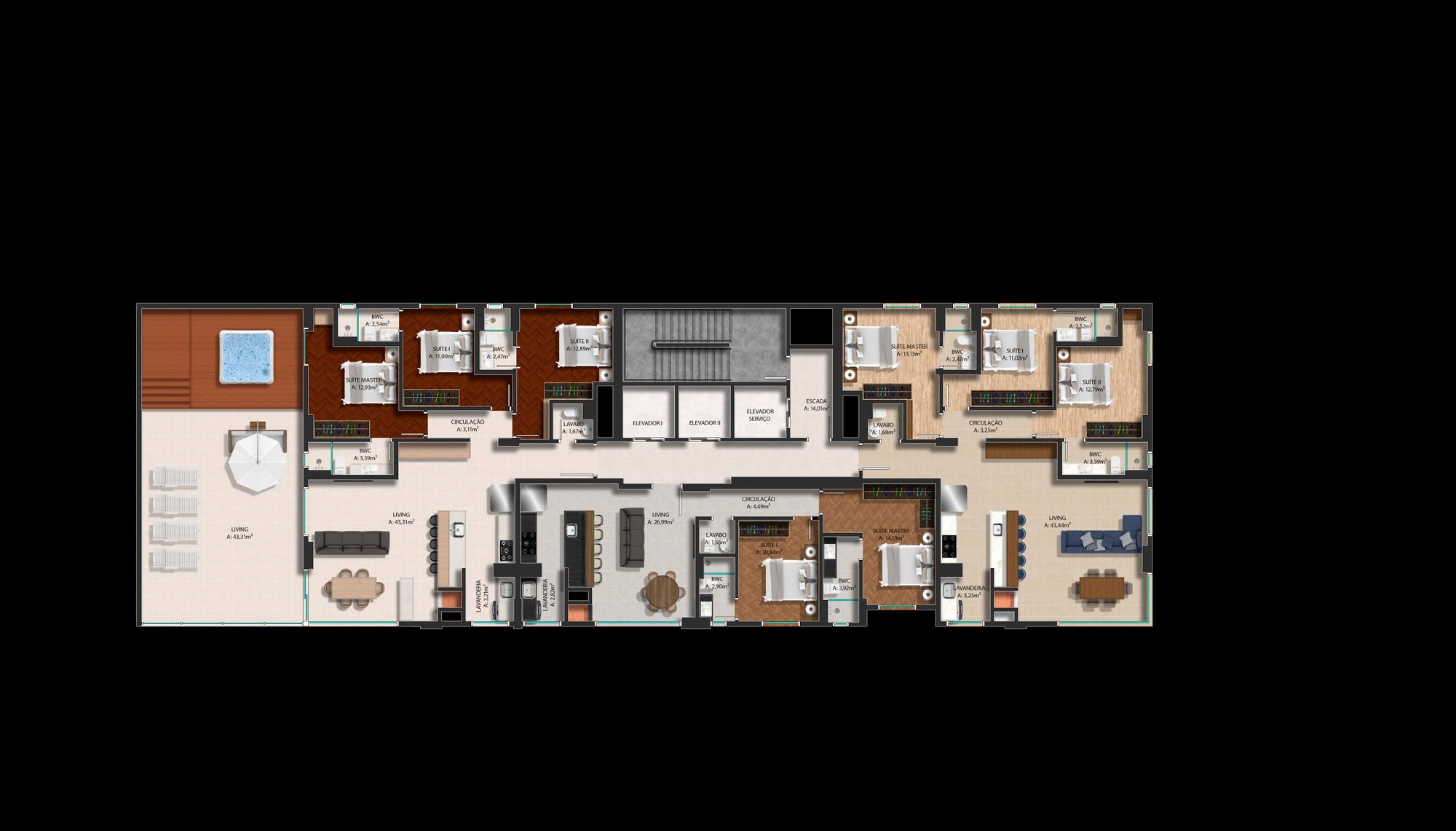 Bless Tower Residence — planta e tipologias 2, A+ Empreendimentos, Balneário Perequê, Porto Belo SC Bless Tower Residence — planta e tipologias 2, A+ Empreendimentos, Balneário Perequê, Porto Belo SC
