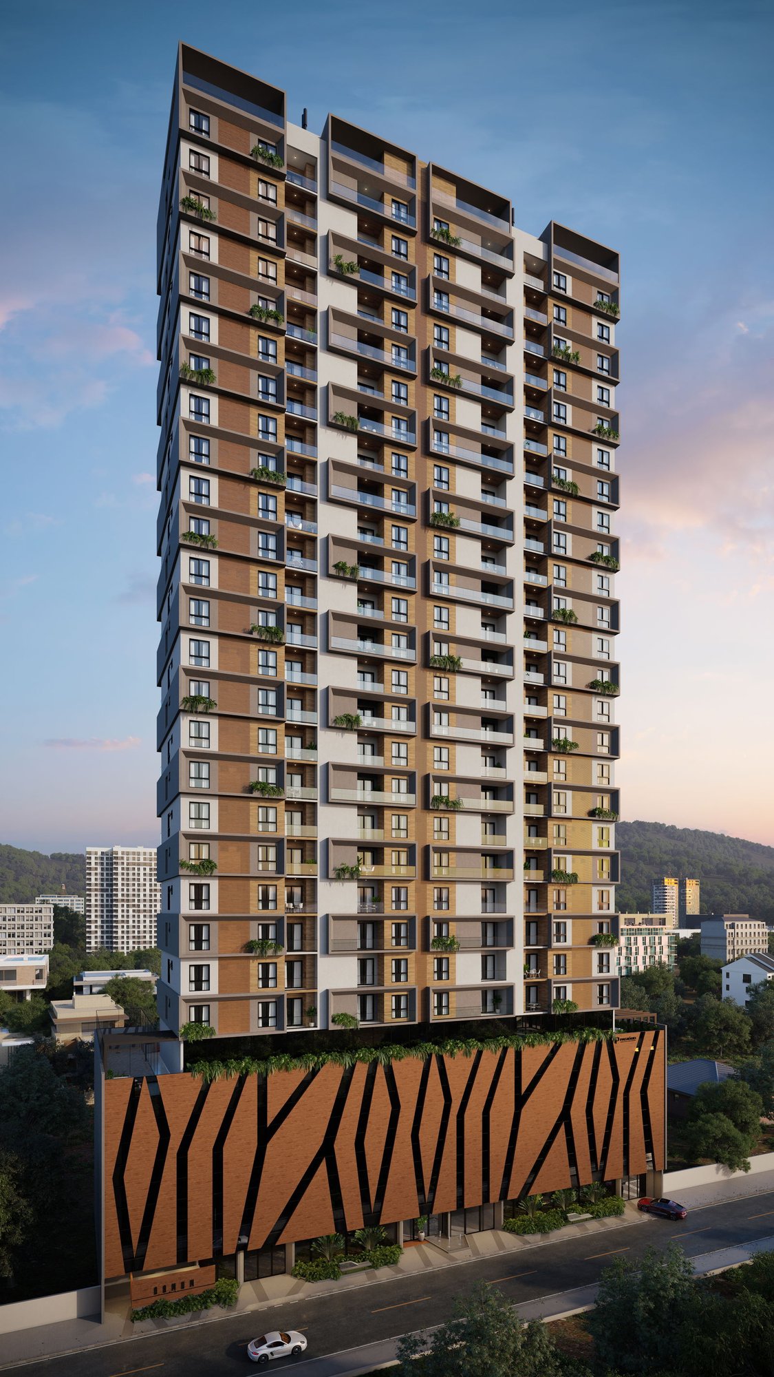 Domum — fachada e renders, Pastório Construtora, Balneário Perequê, Porto Belo SC