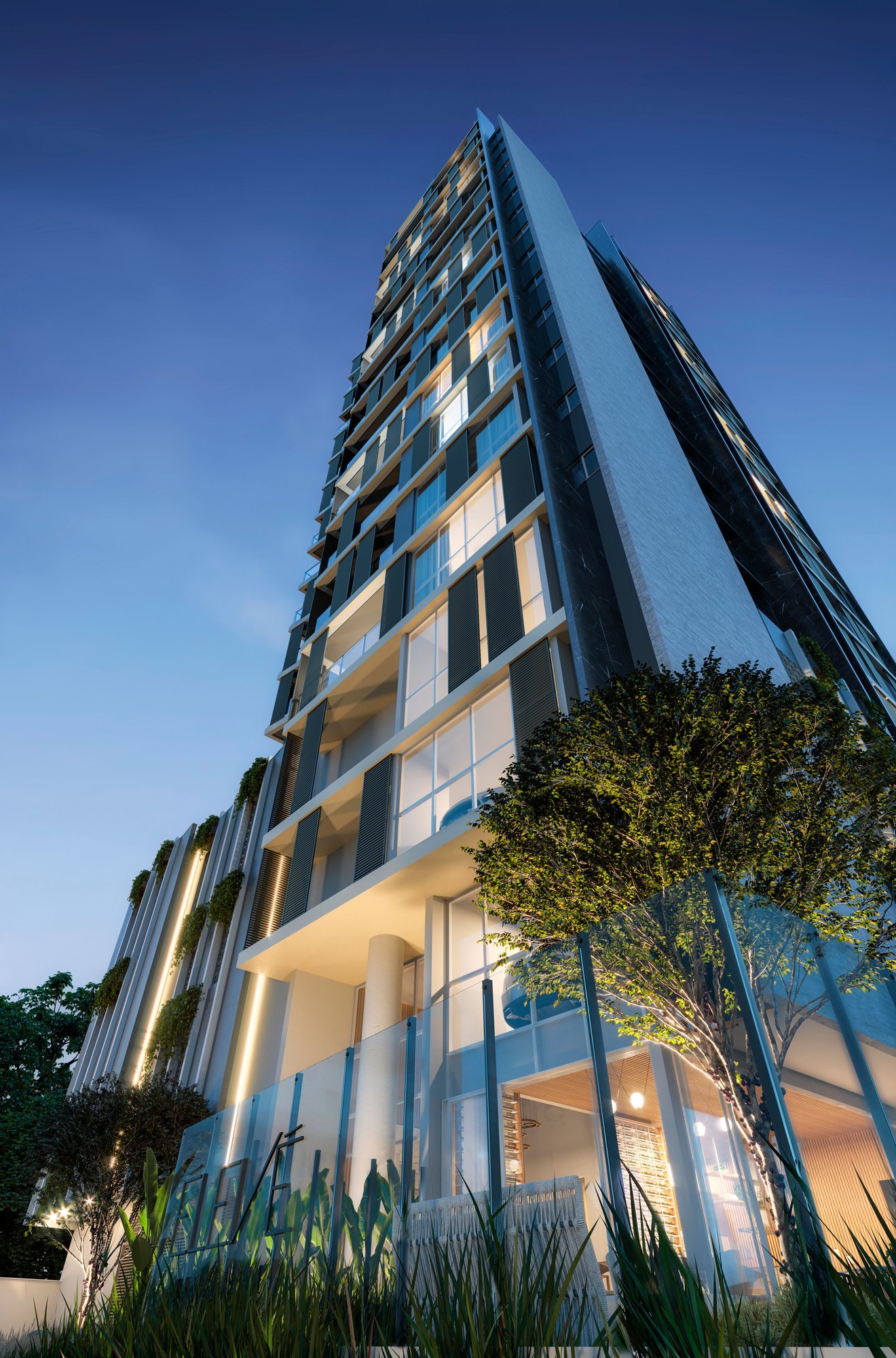 Élevé — fachada e renders, M Santos Empreendimentos, Balneário Perequê, Porto Belo SC