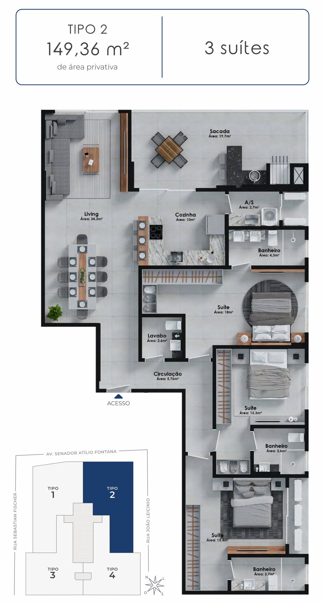 Hudson Park — planta e tipologias 3, BRASA Empreendimentos Imobiliários, Balneário Perequê, Porto Belo SC Hudson Park — planta e tipologias 3, BRASA Empreendimentos Imobiliários, Balneário Perequê, Porto Belo SC