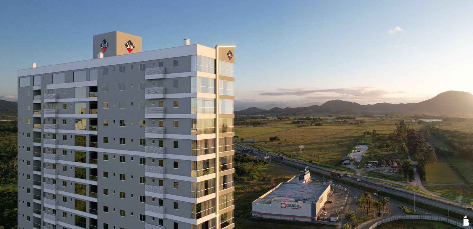 Luz de Valéria — fachada e renders 3, Sul Construtora, Jardim Dourado, Porto Belo SC