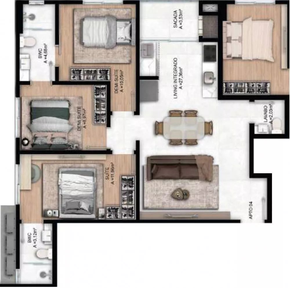 Mar Amar Residence — fachada e renders 19, Menegoi, Porto Belo SC