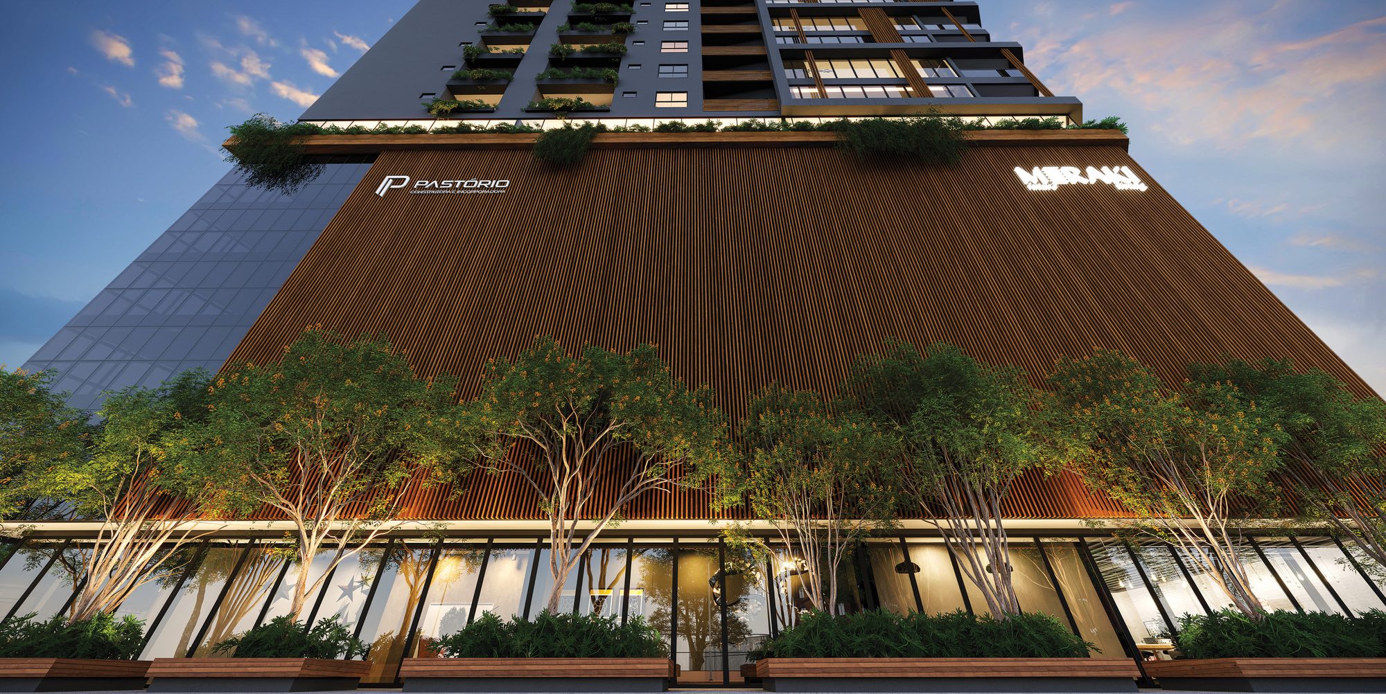 Meraki Future Living — Fachada e embasamento, Pastório, Balneário Perequê, Porto Belo SC Meraki Future Living — Fachada e embasamento, Pastório, Balneário Perequê, Porto Belo SC
