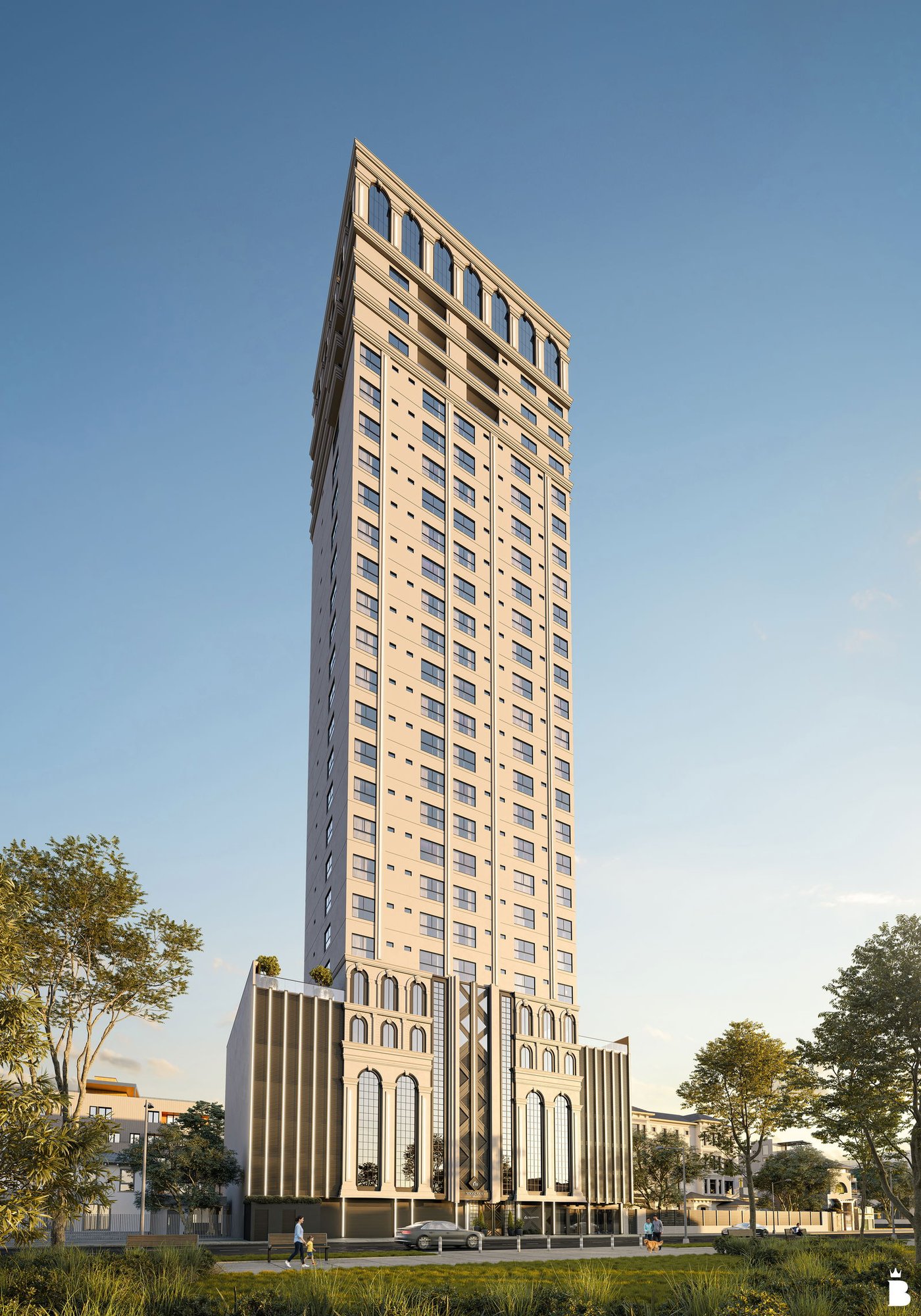 Monaco Studios — fachada, Tramonto Empreendimentos, Jardim Dourado, Porto Belo SC