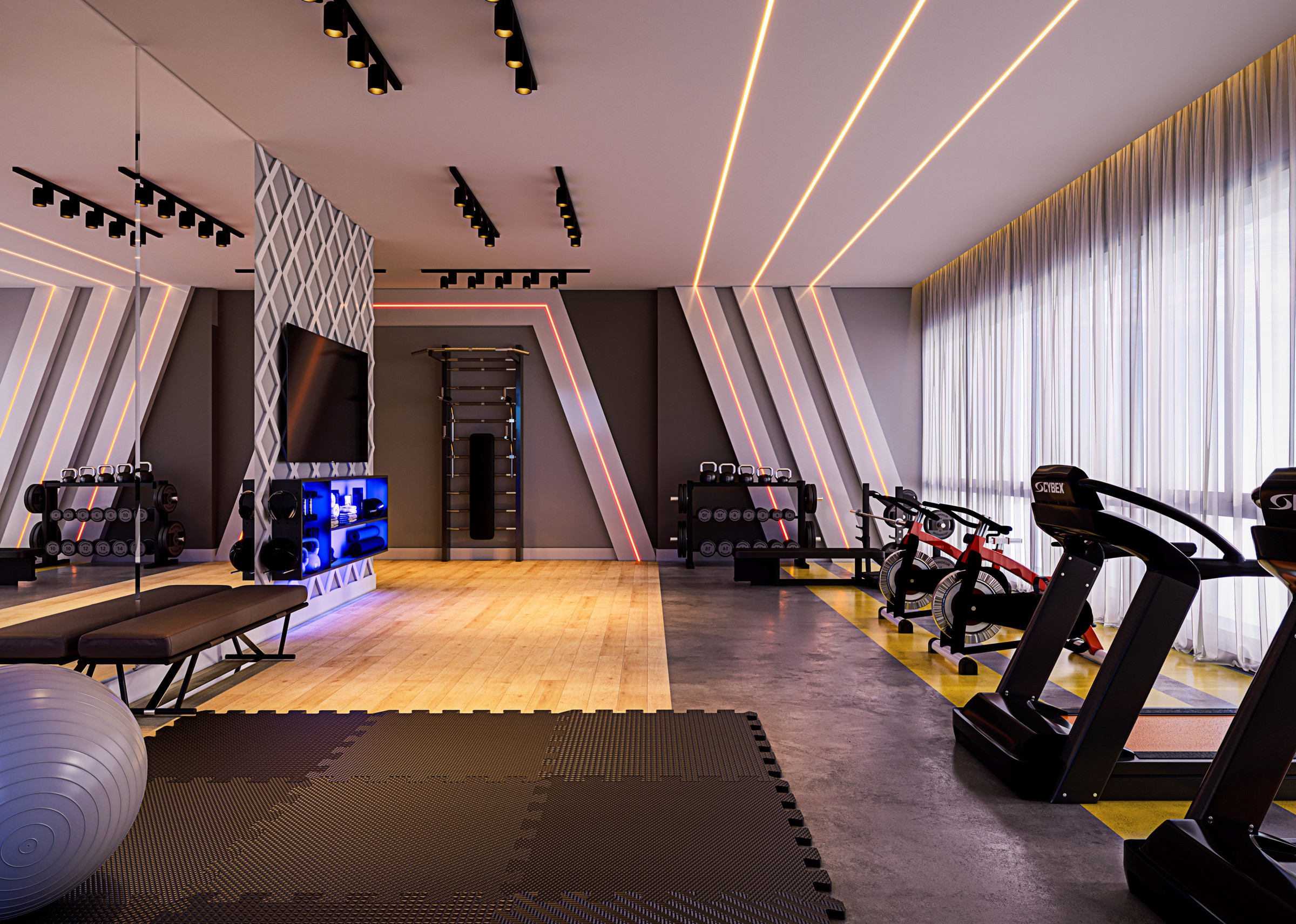 Torre Milad — Academia do Torre Milad com esteiras, bicicletas e aparelhos de musculação, Top 4D Empreendimentos, Porto Belo SC