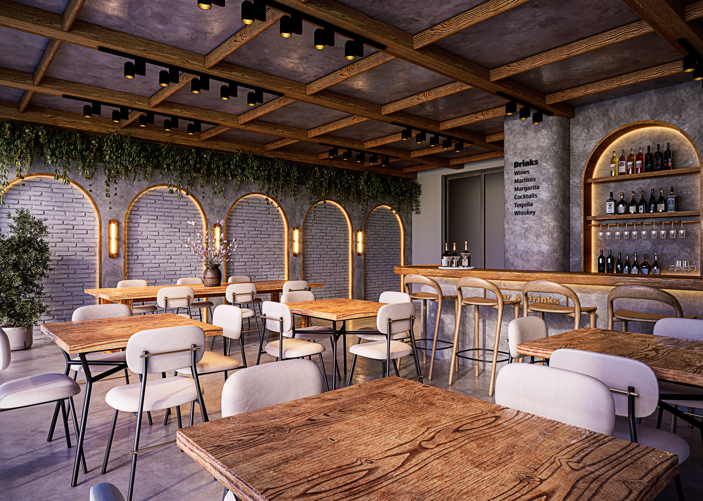 Torre Milad — Wine bar do Torre Milad com adega, balcão e mesas de madeira, Top 4D Empreendimentos, Porto Belo SC
