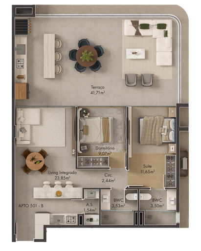 Verenna INC 15 — planta 1 suíte + 1 dormitório garden, Porto Belo SC Verenna INC 15 — planta 1 suíte + 1 dormitório garden, Porto Belo SC